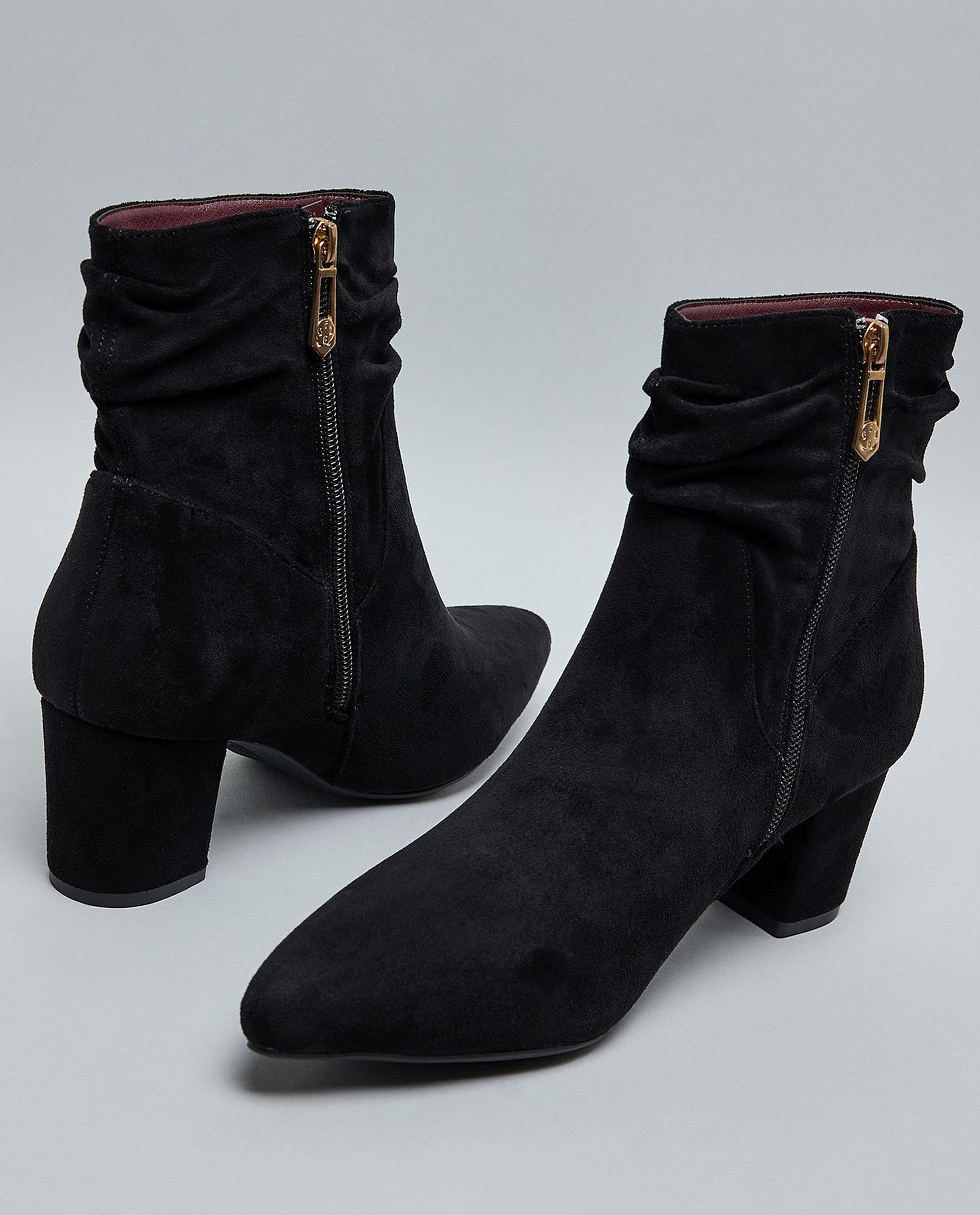 Ruched Heel Ankle Boots