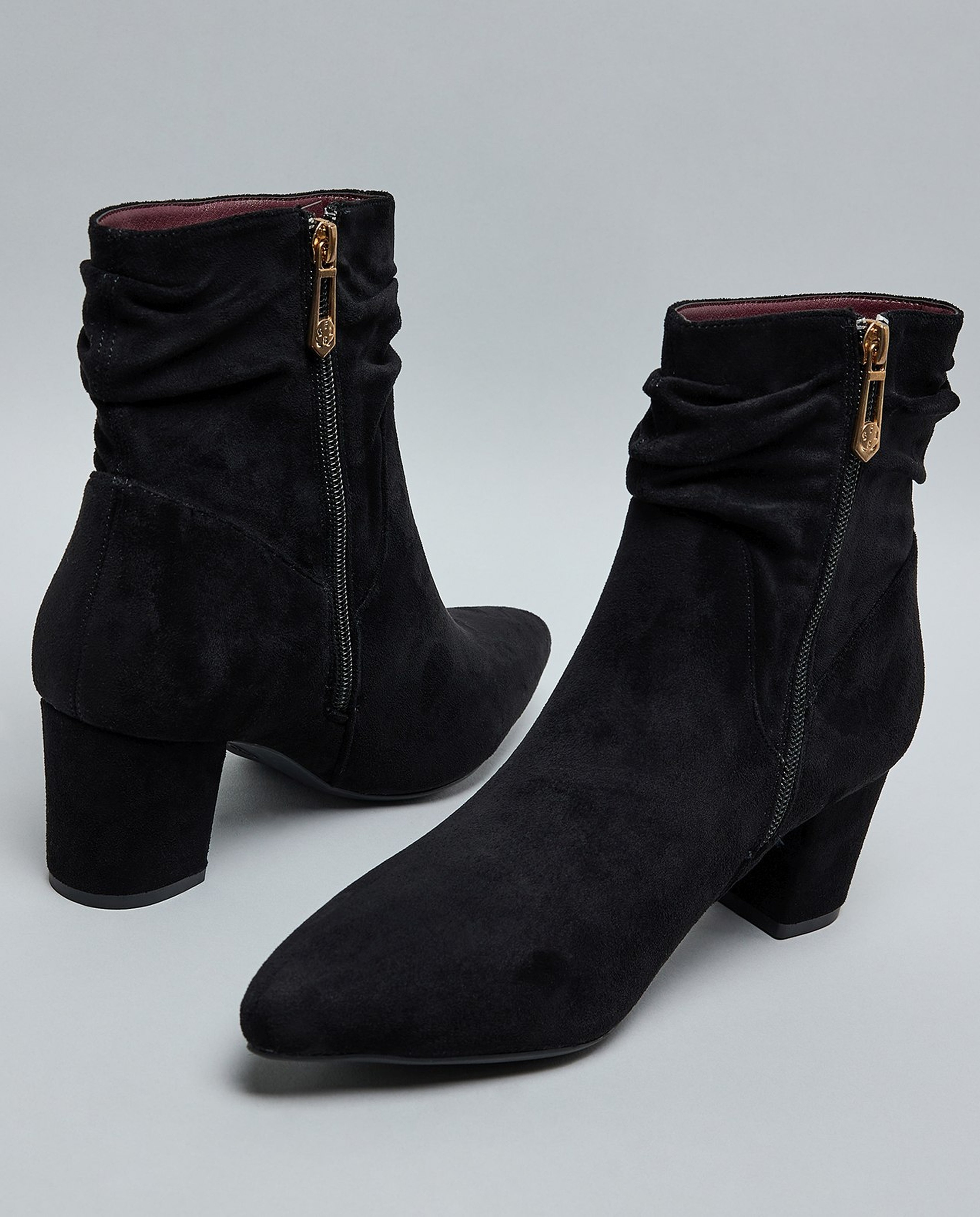 Ruched Heel Ankle Boots