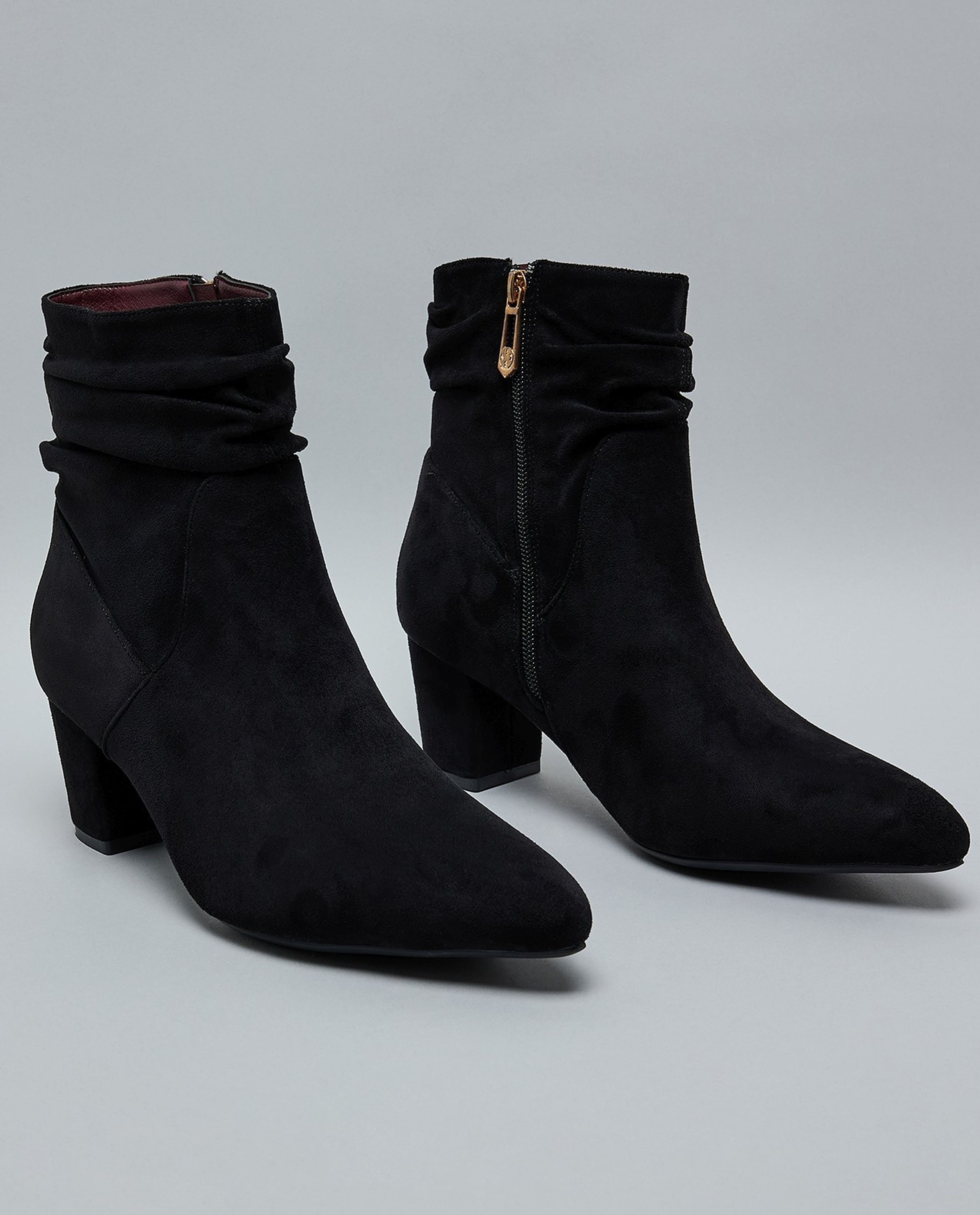 Ruched Heel Ankle Boots
