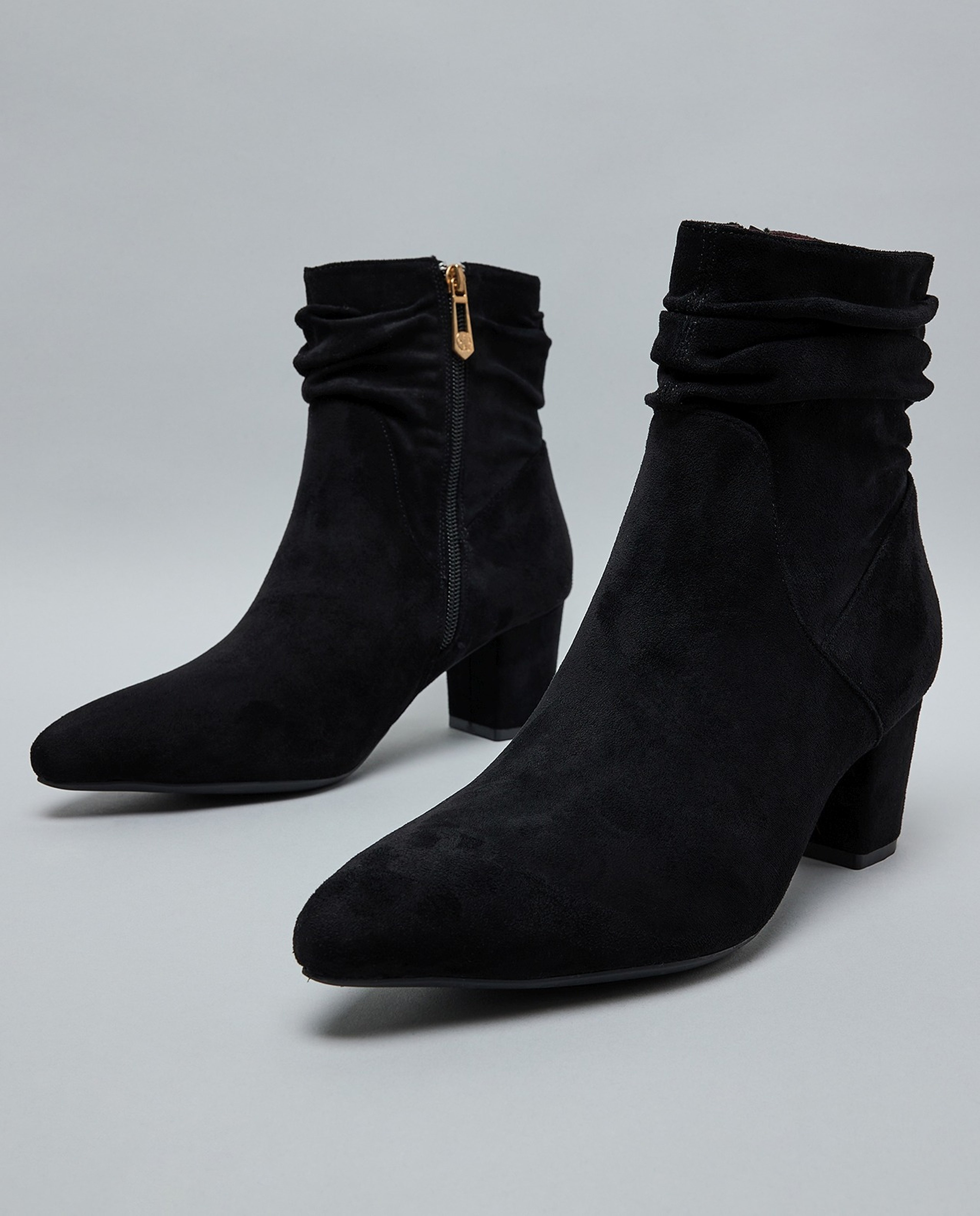 Ruched Heel Ankle Boots