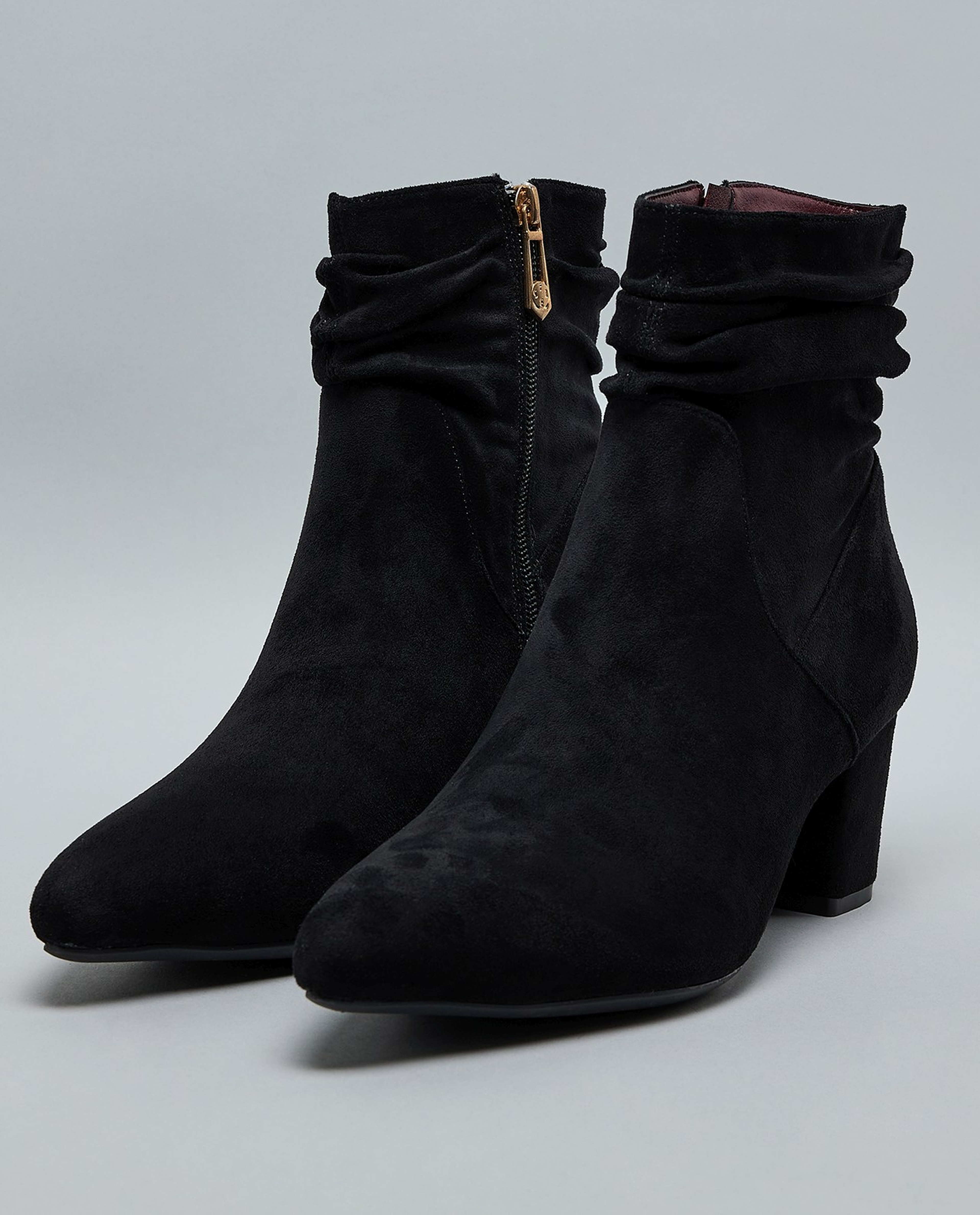 Ruched Heel Ankle Boots