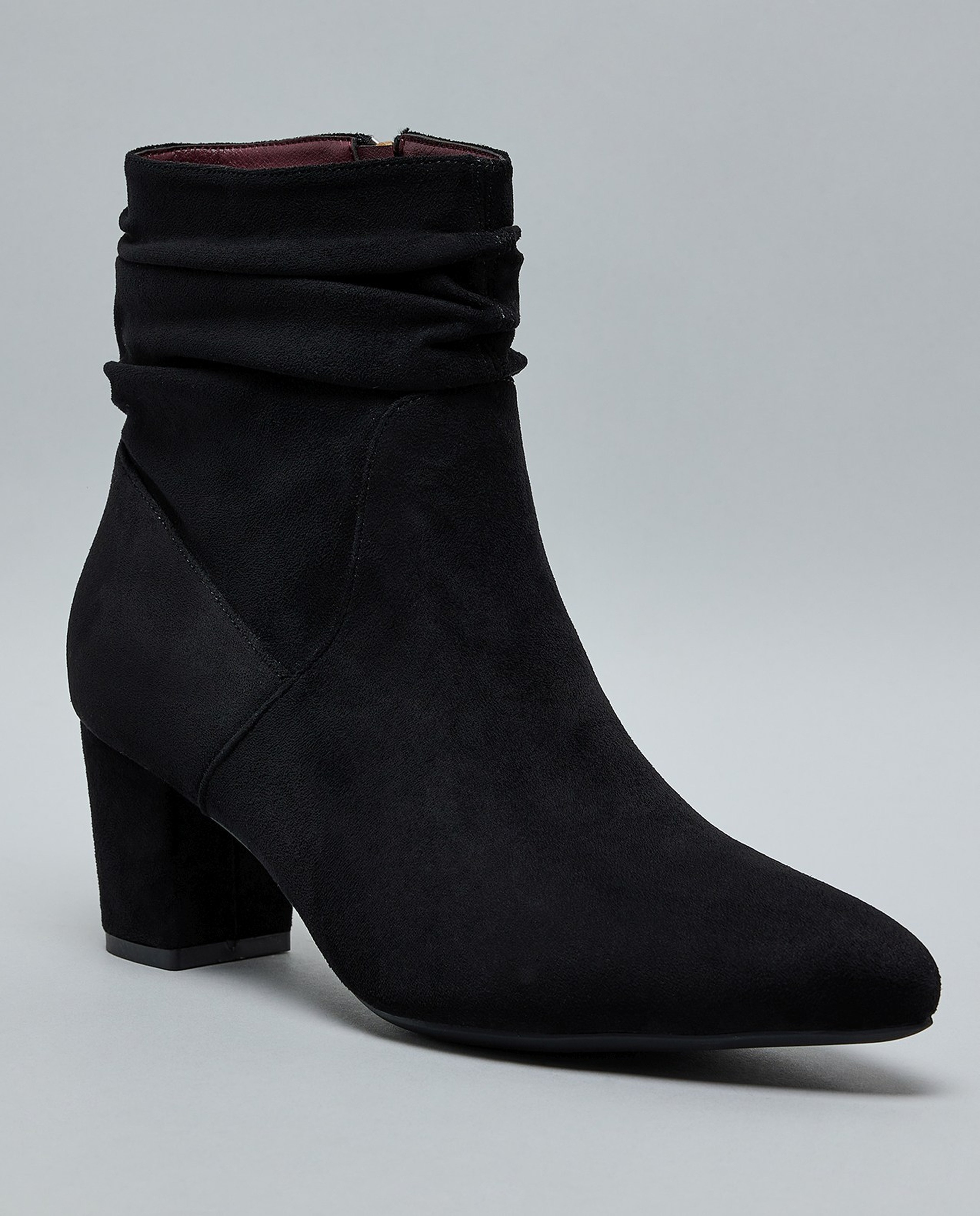 Ruched Heel Ankle Boots