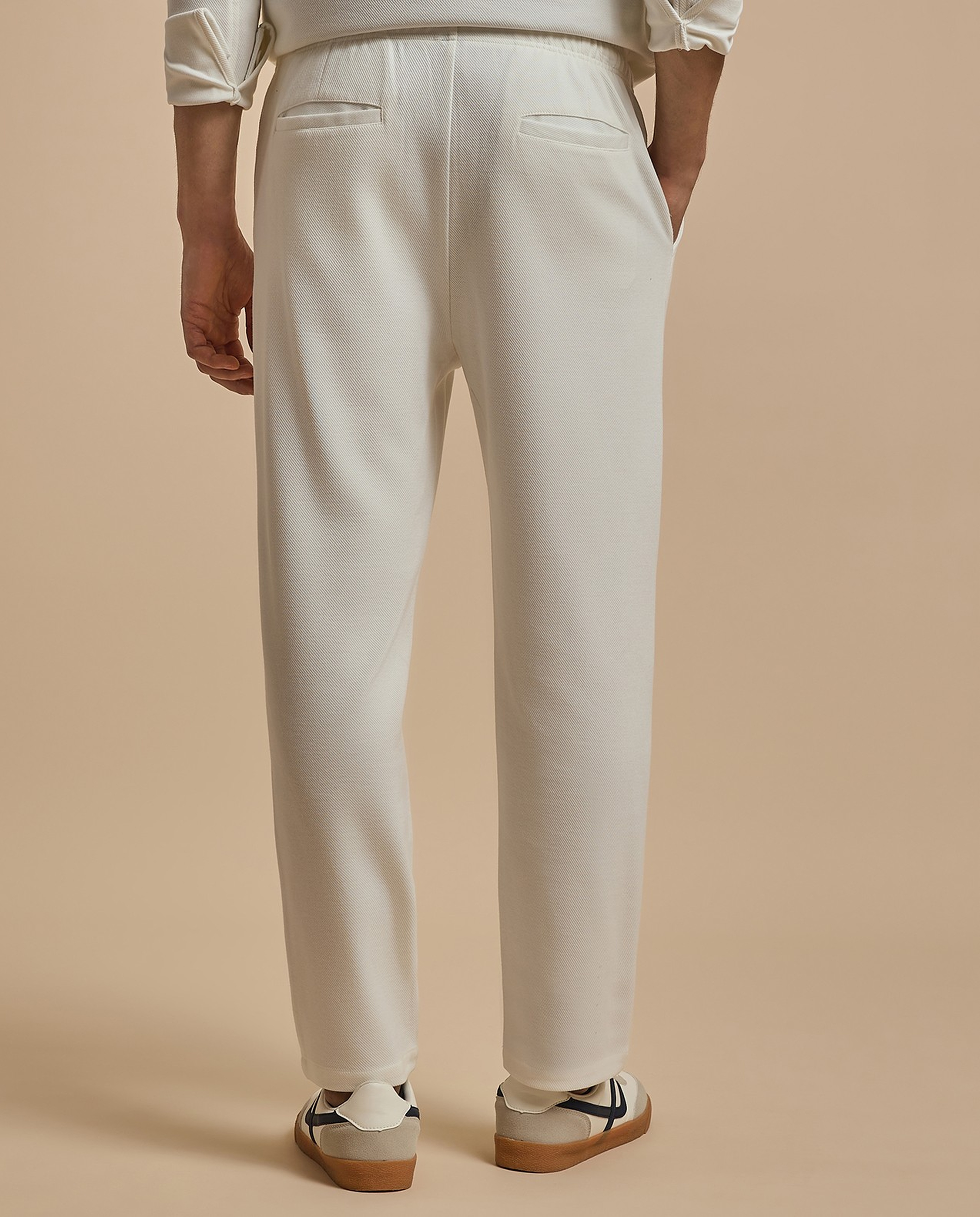 Solid Relaxed Fit Trousers with Button Closure