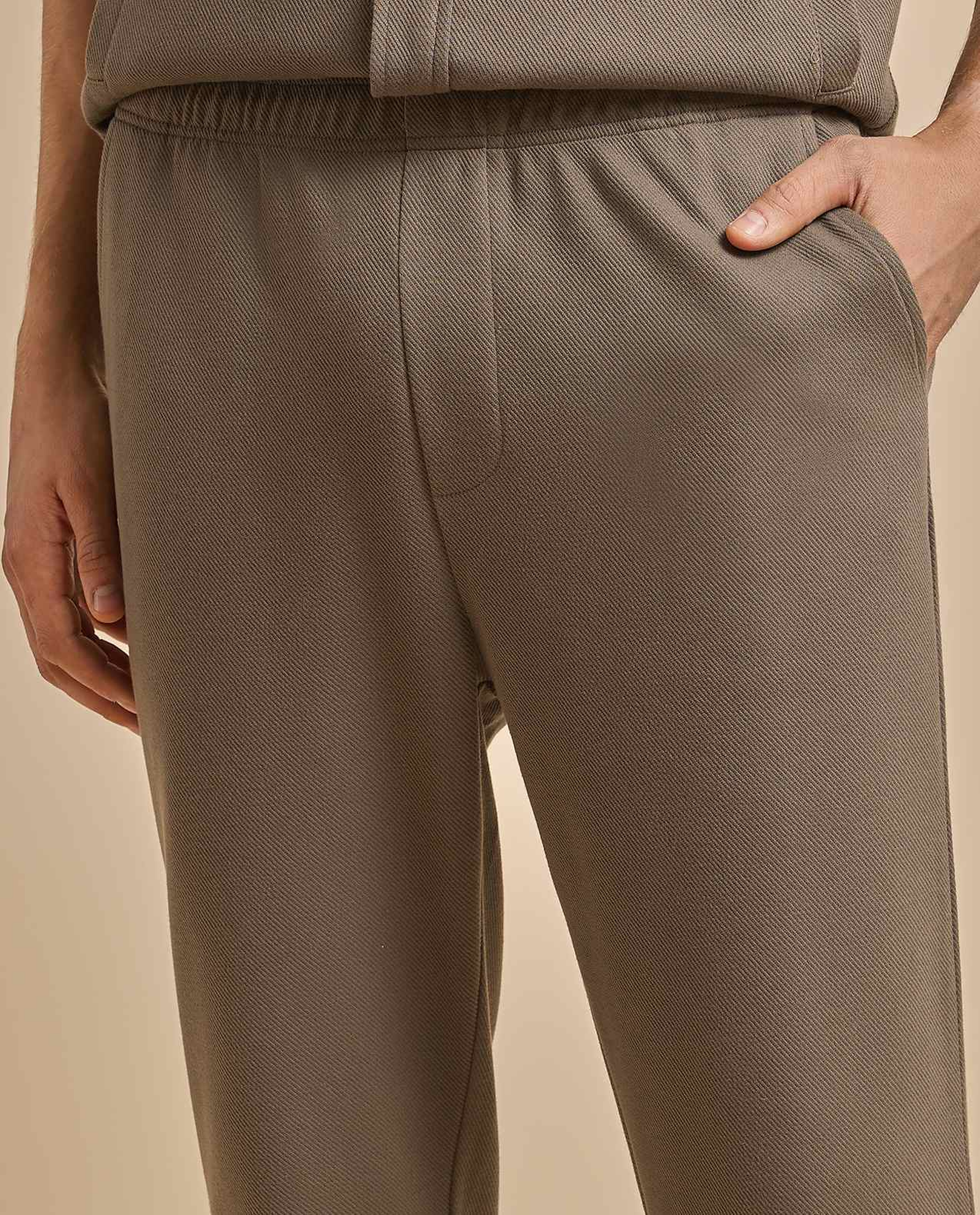 Solid Relaxed Fit Trousers with Button Closure