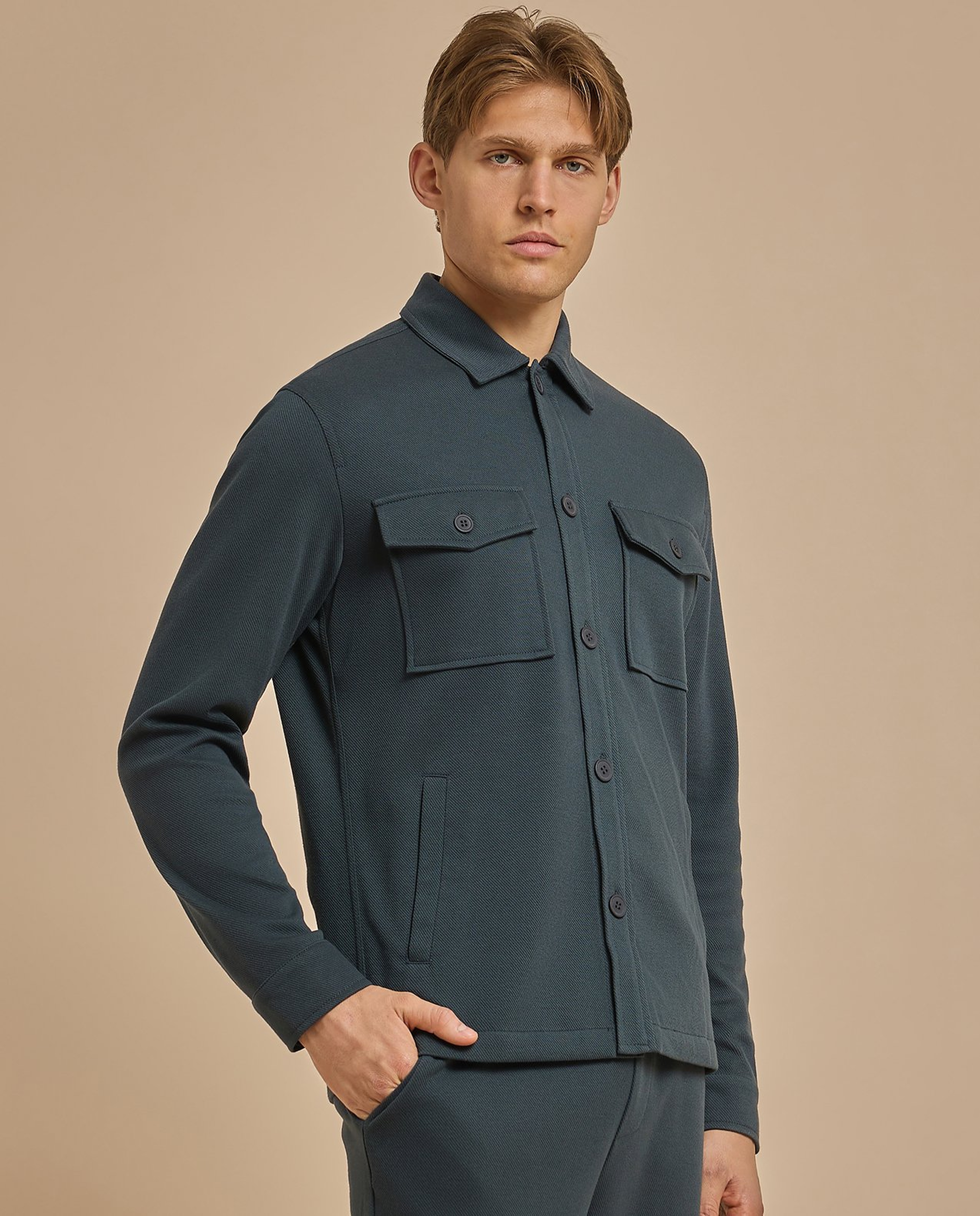 Solid Jacket with Button Closure