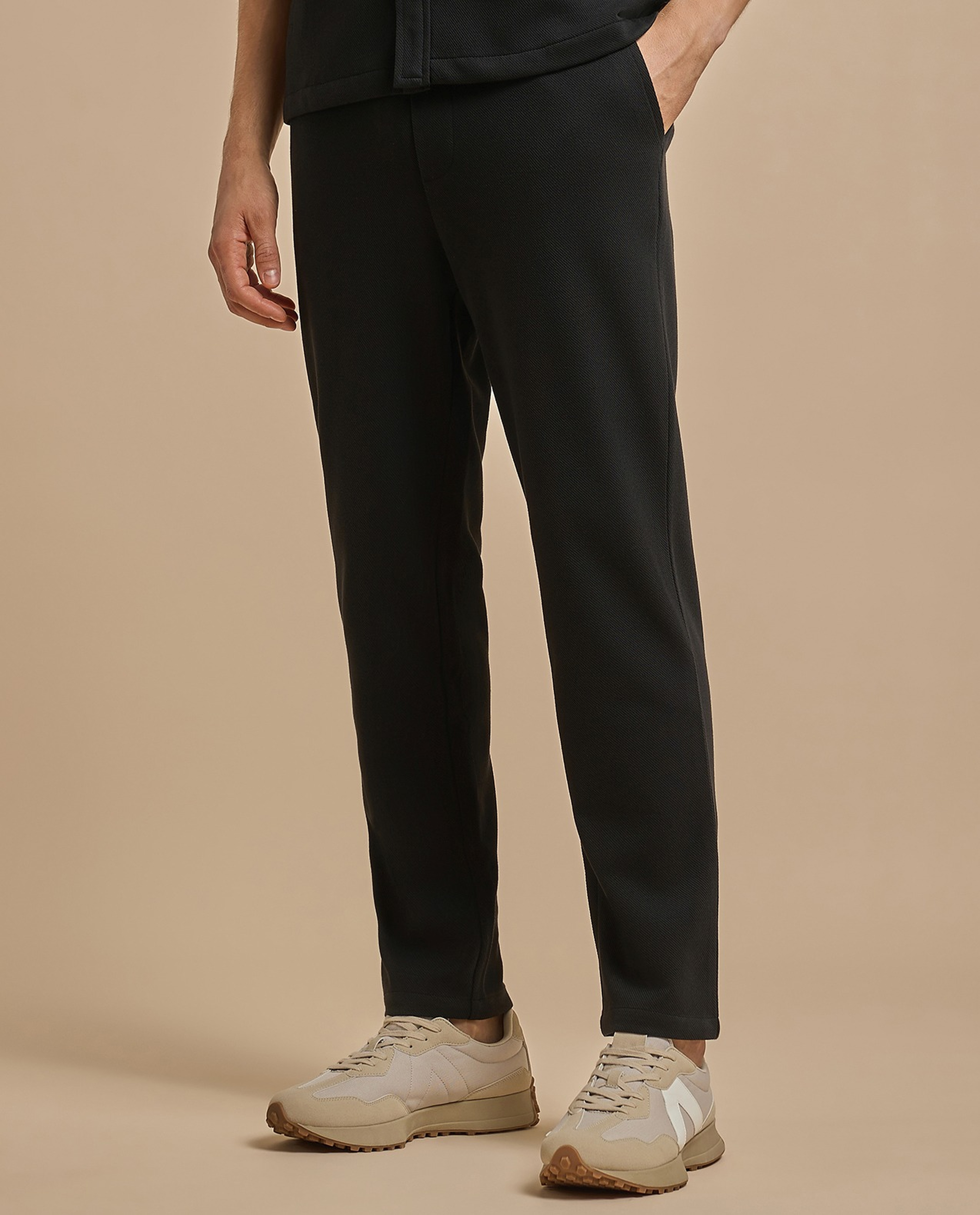 Solid Relaxed Fit Trousers with Button Closure