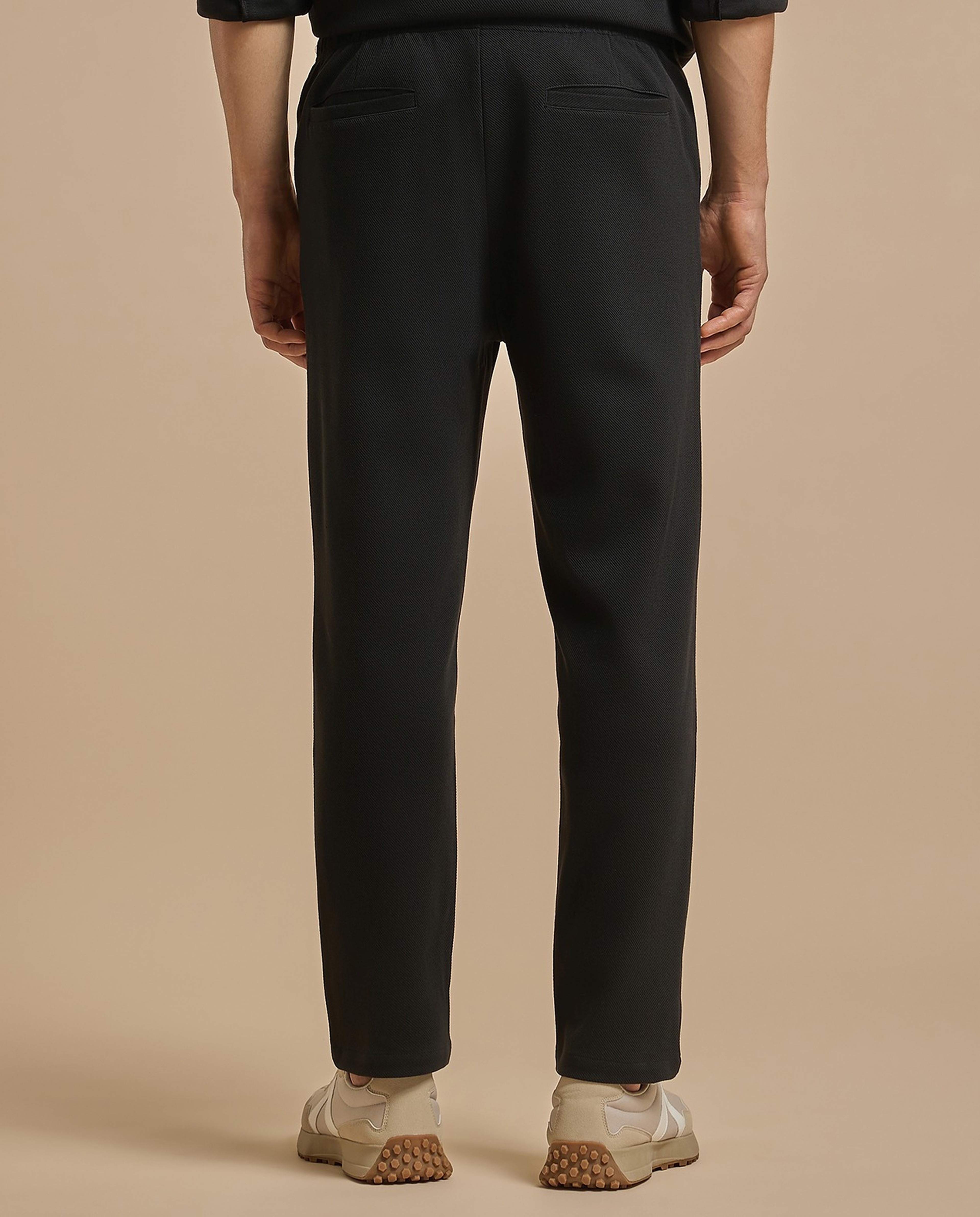 Solid Relaxed Fit Trousers with Button Closure
