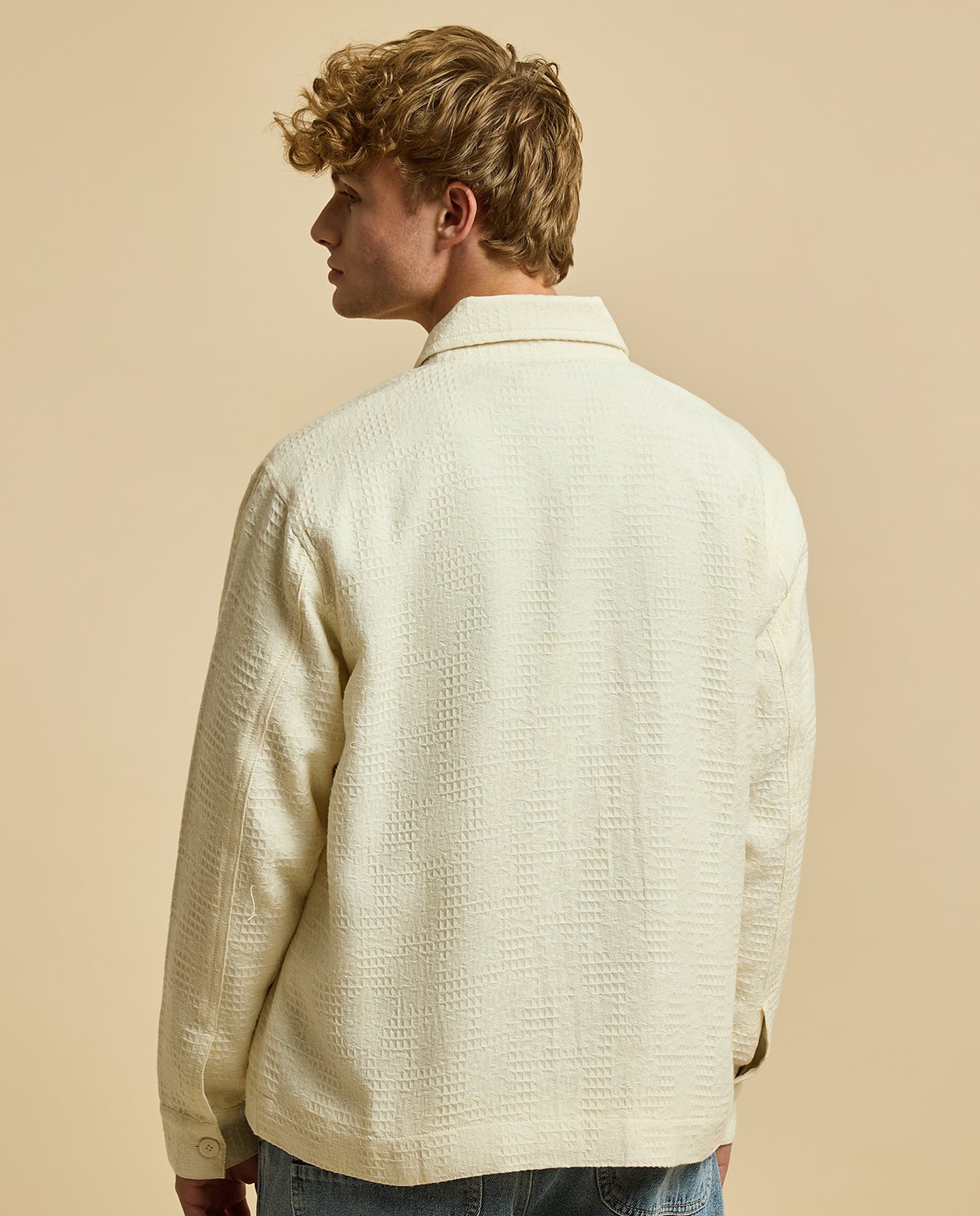 Textured Jacket with Button Closure