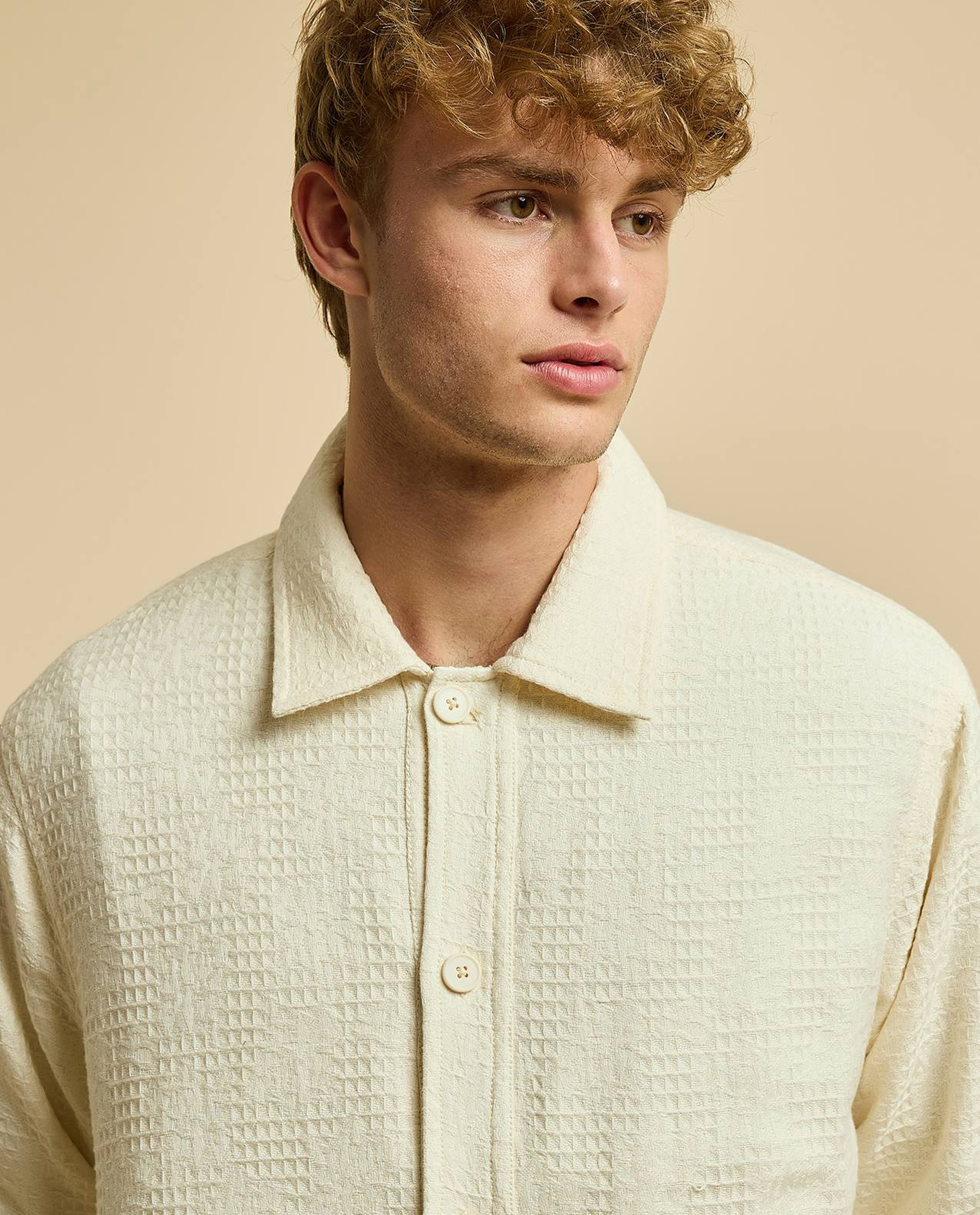 Textured Jacket with Button Closure