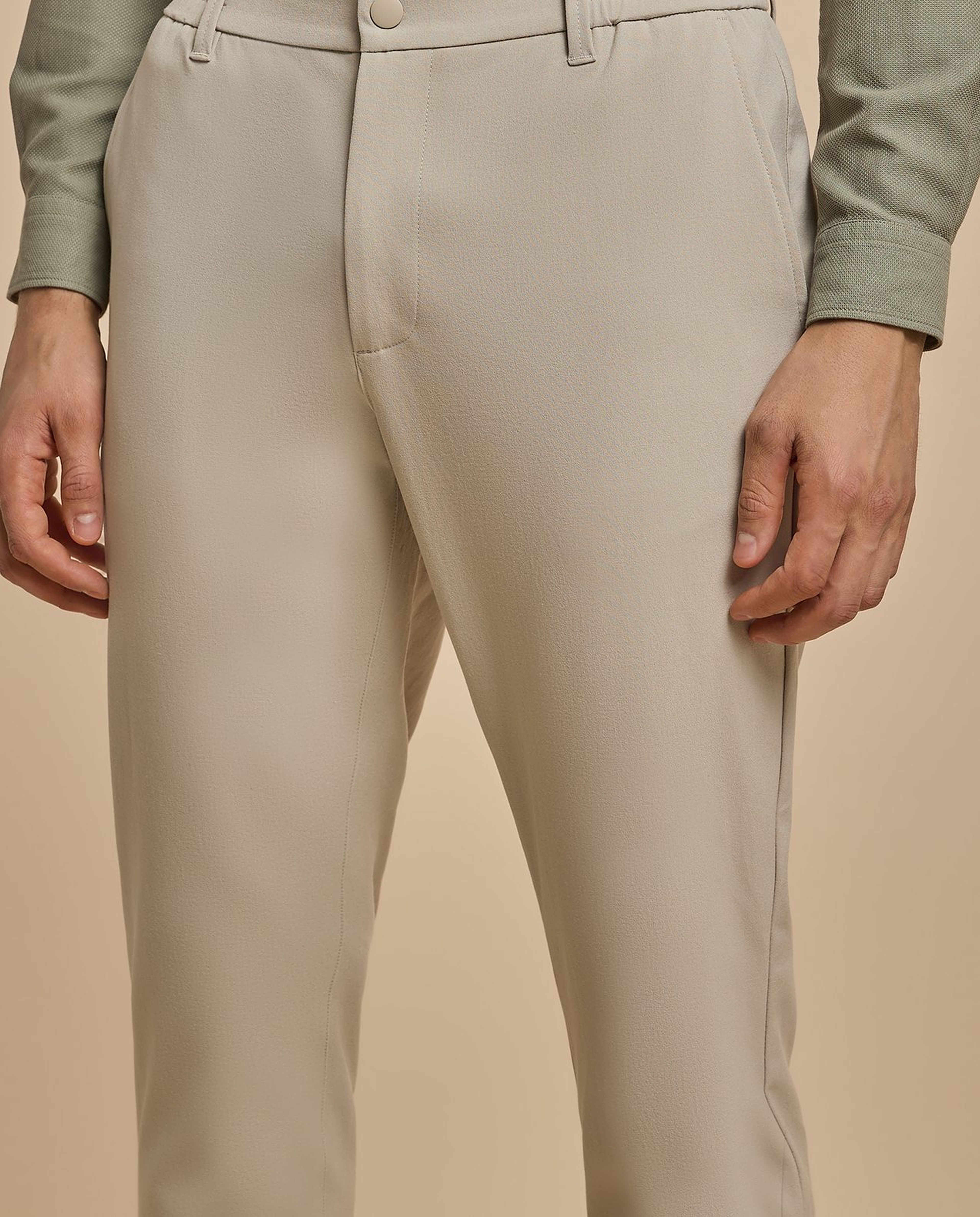 Solid Relaxed Fit Trousers with Button Closure