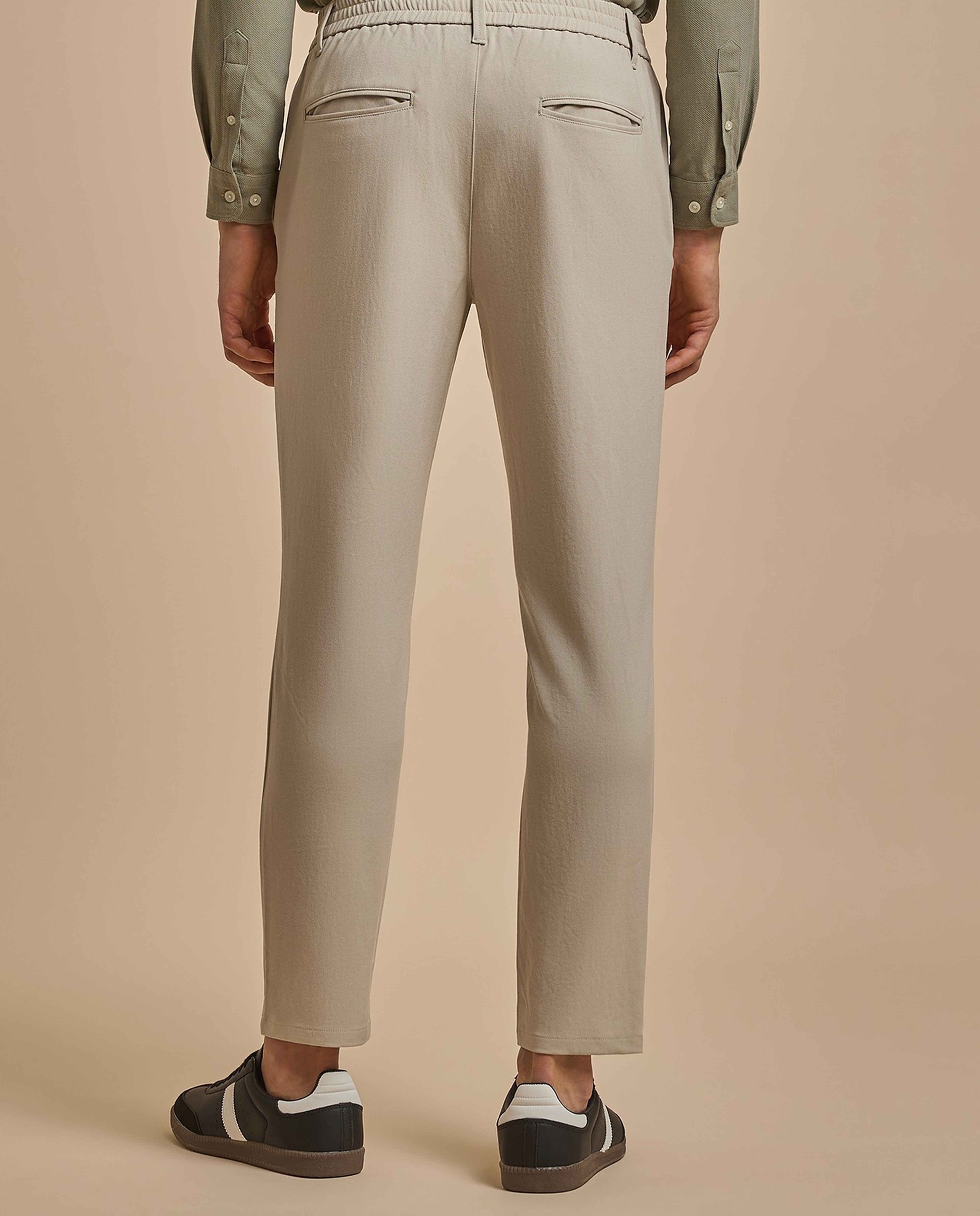 Solid Relaxed Fit Trousers with Button Closure