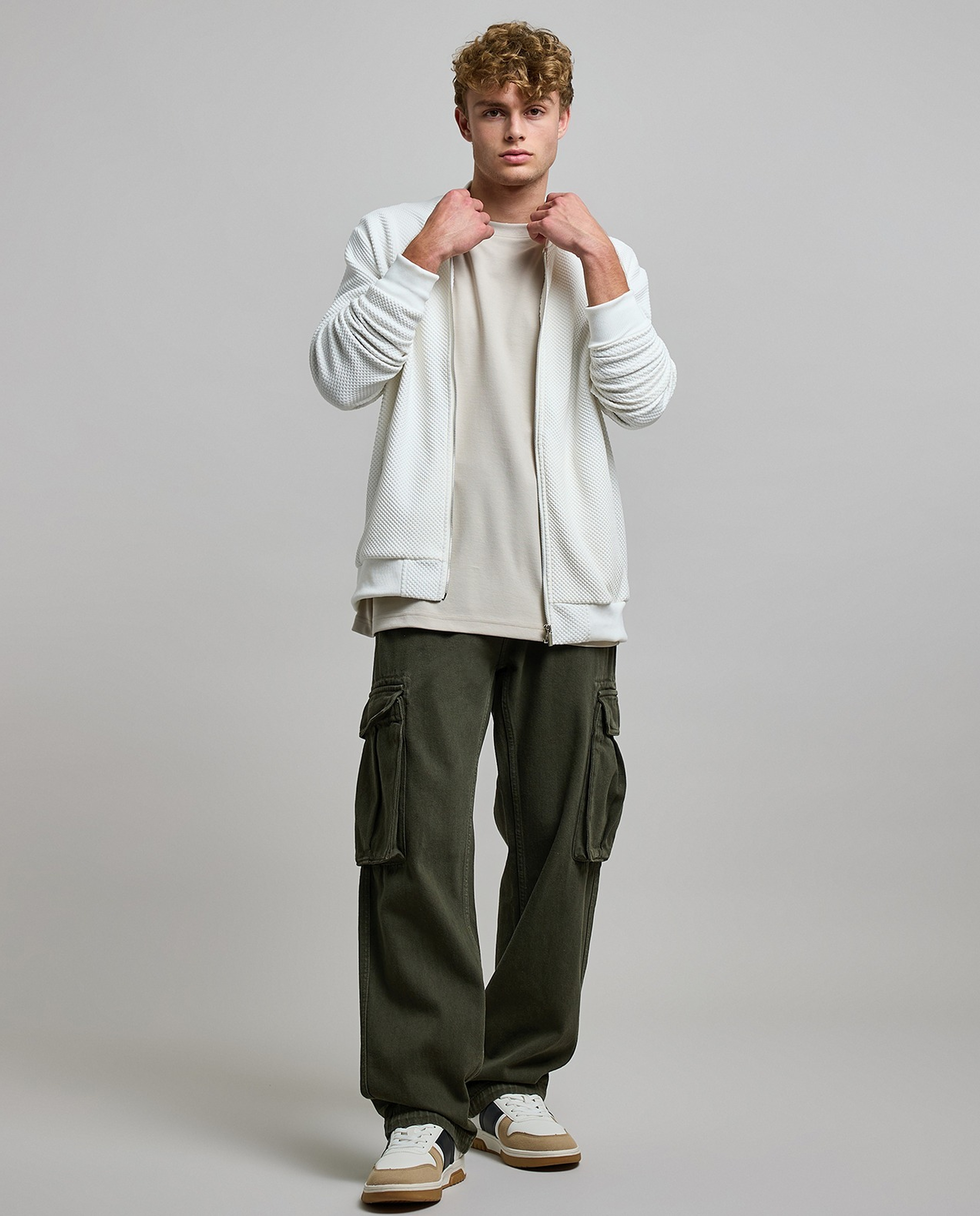 Solid T-Shirt with Crew Neck and Long Sleeves