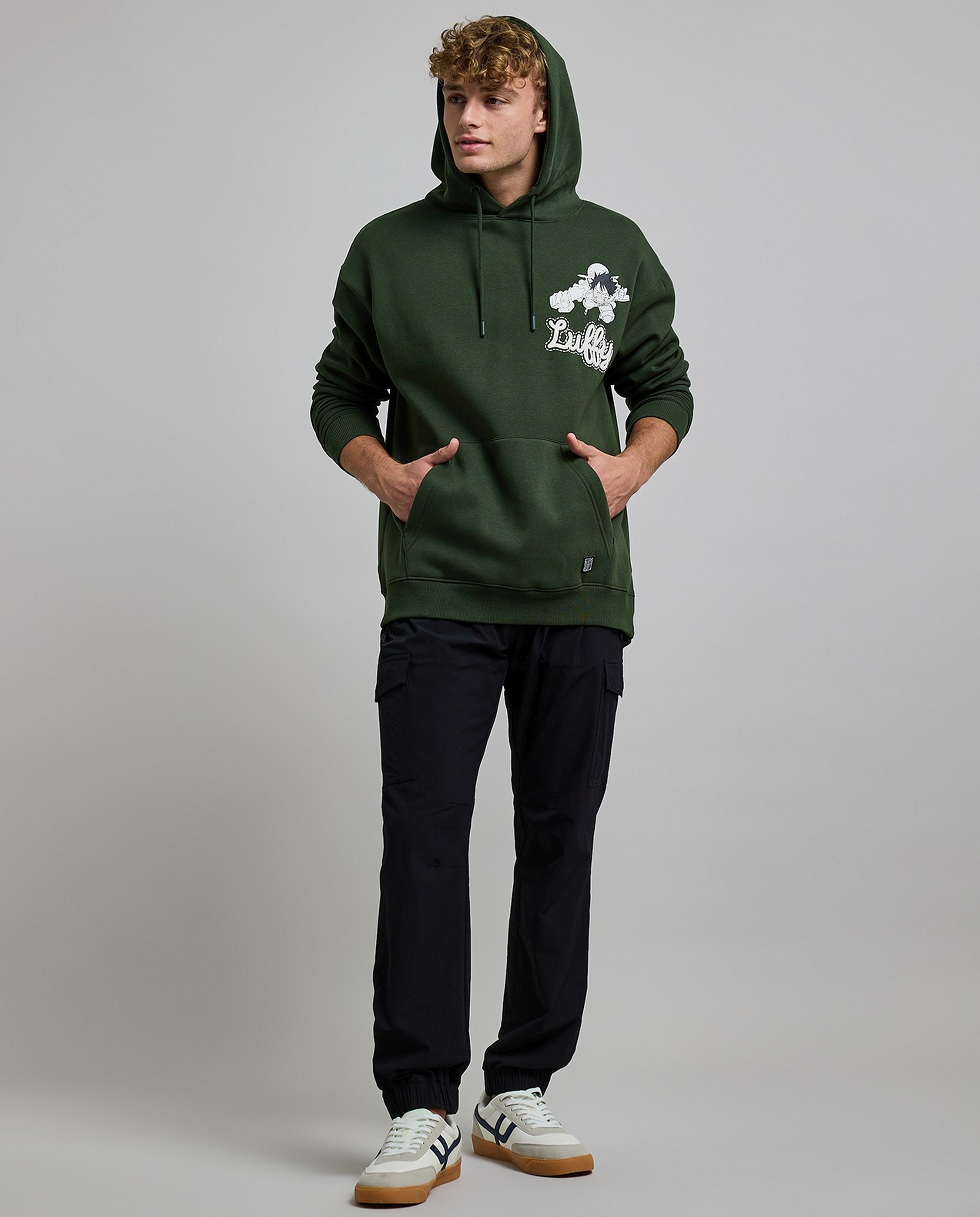 Printed Hoodie with Long Sleeves