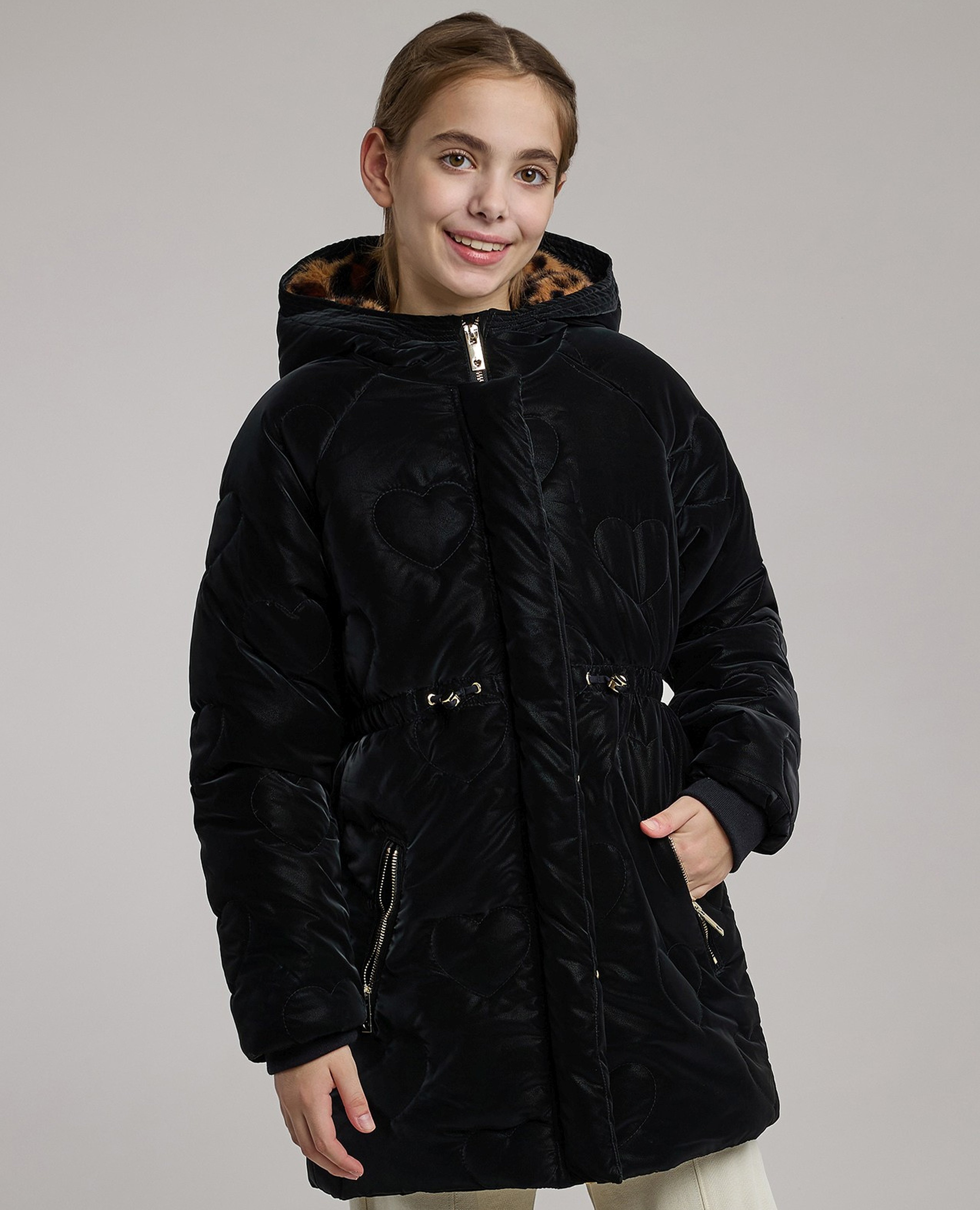 Quilted Hooded Puffer Jacket with Zipper Closure
