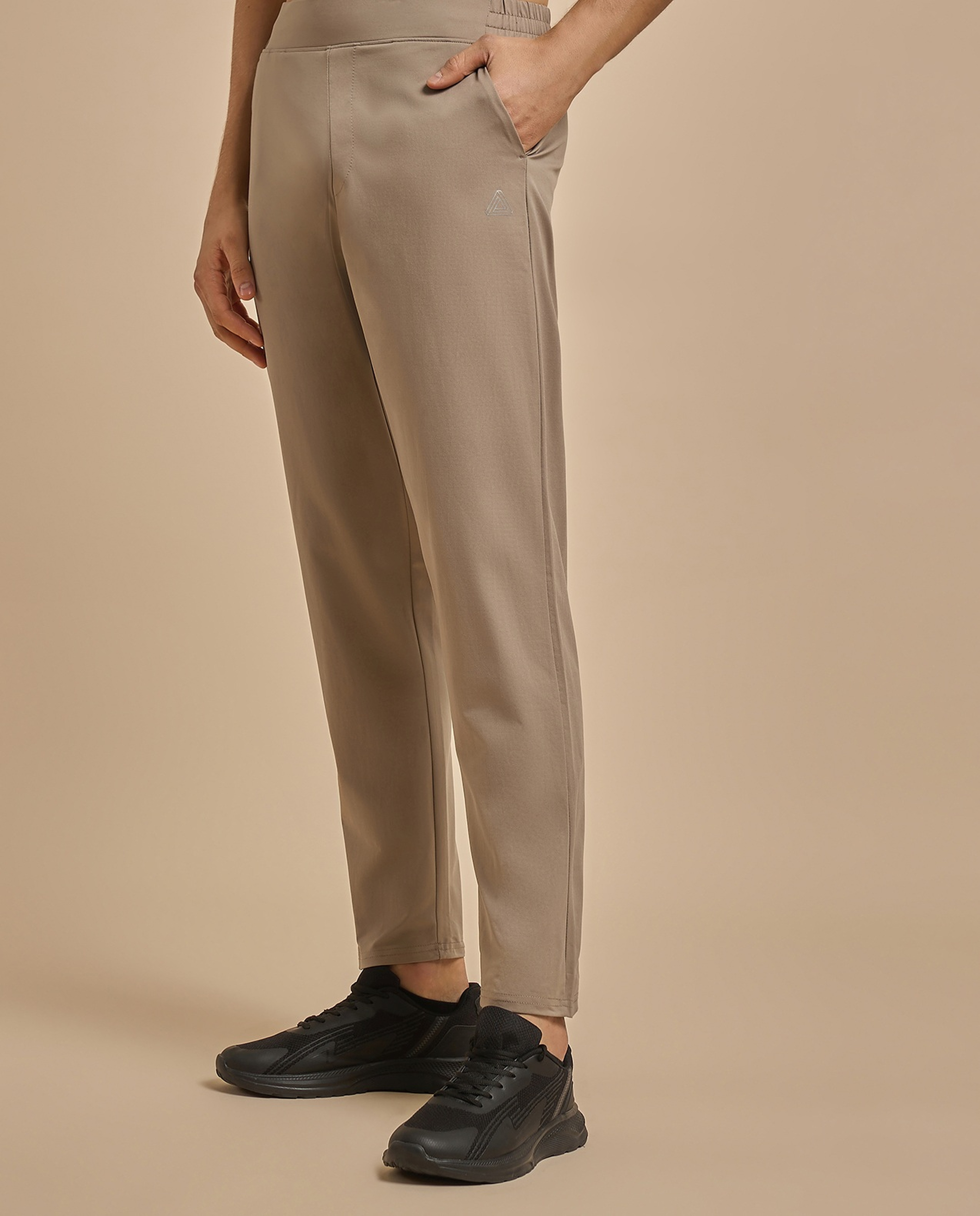 Solid Trackpants with Elastic Waist