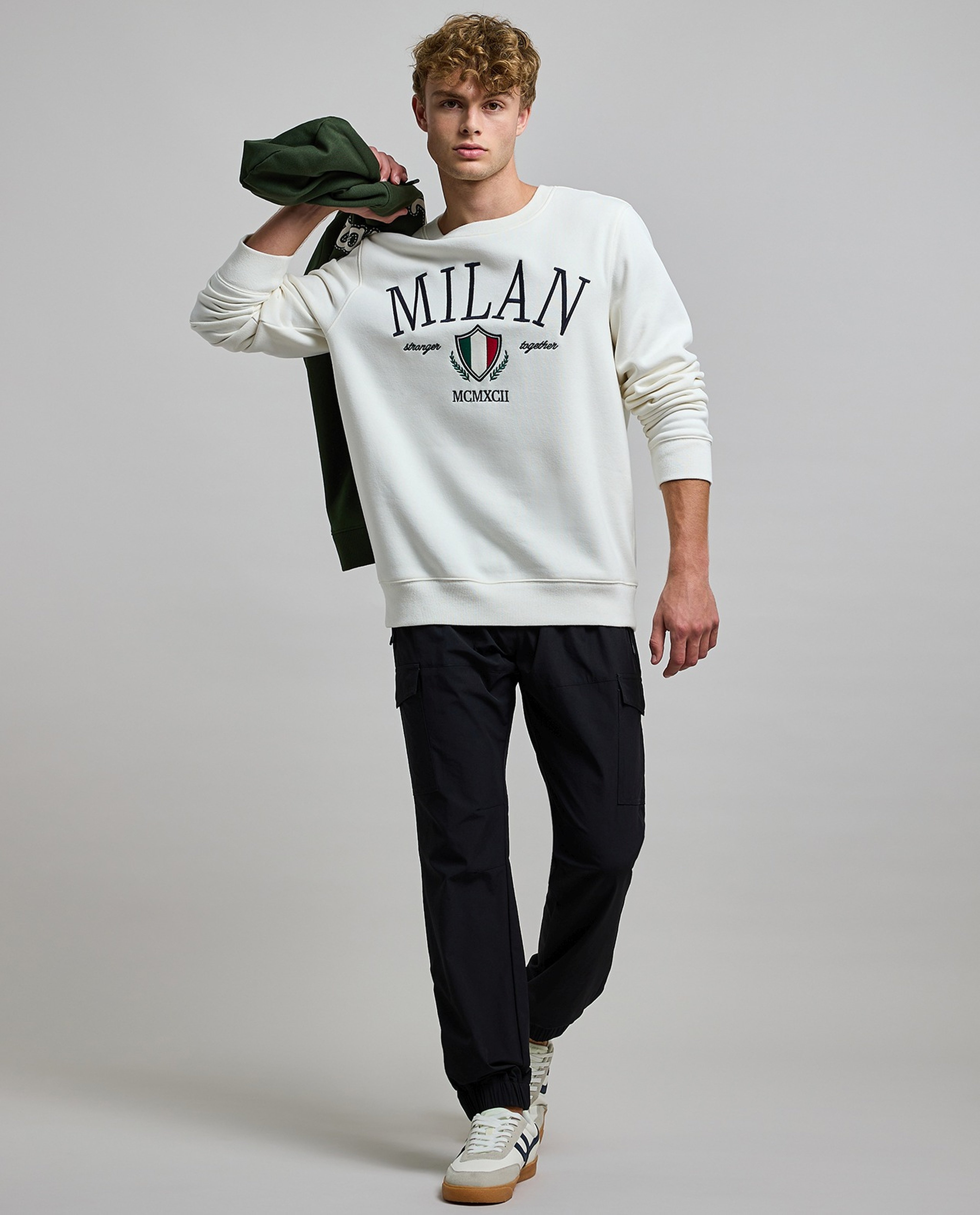 Embroidered Sweatshirt with Crew Neck and Long Sleeves