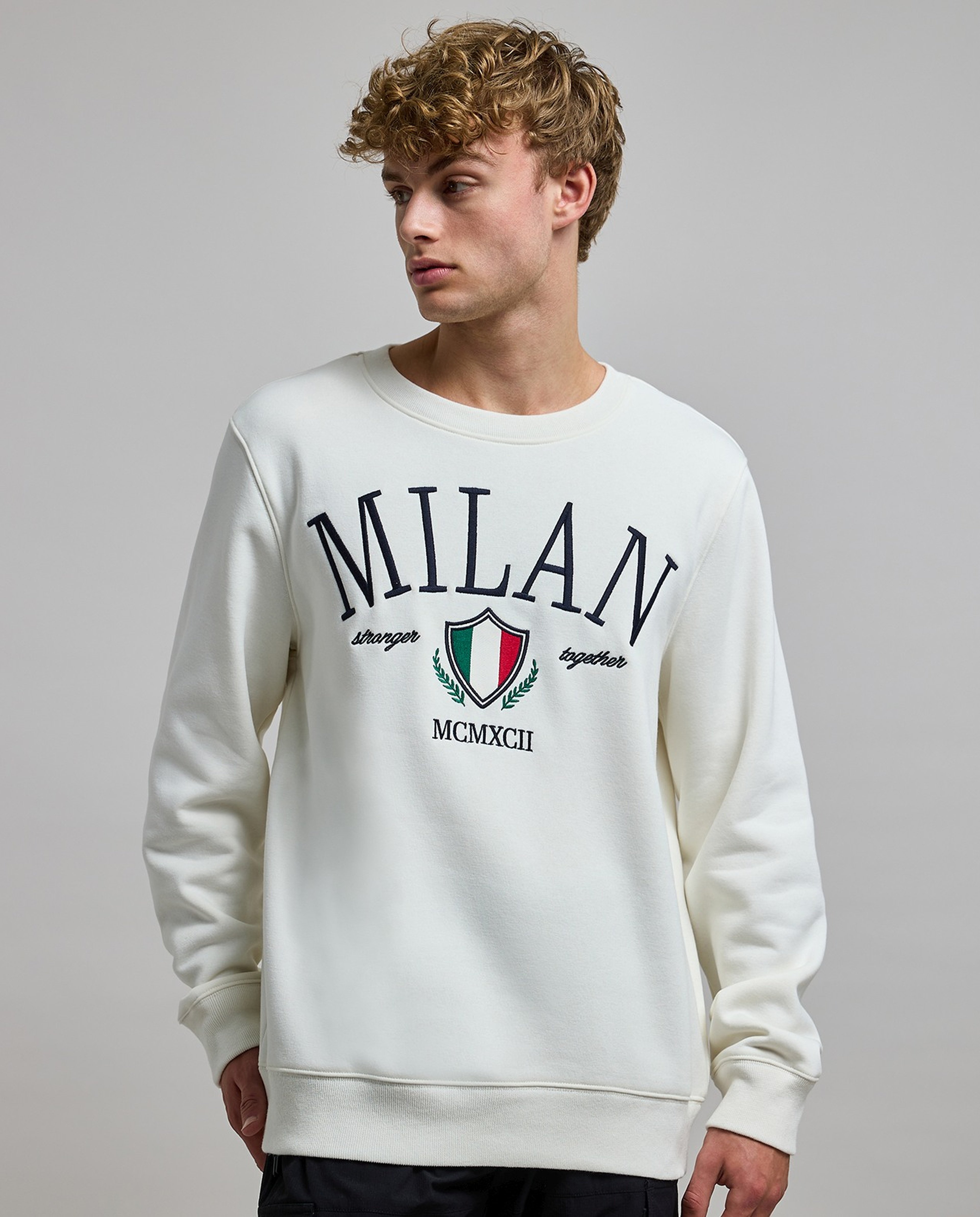 Embroidered Sweatshirt with Crew Neck and Long Sleeves