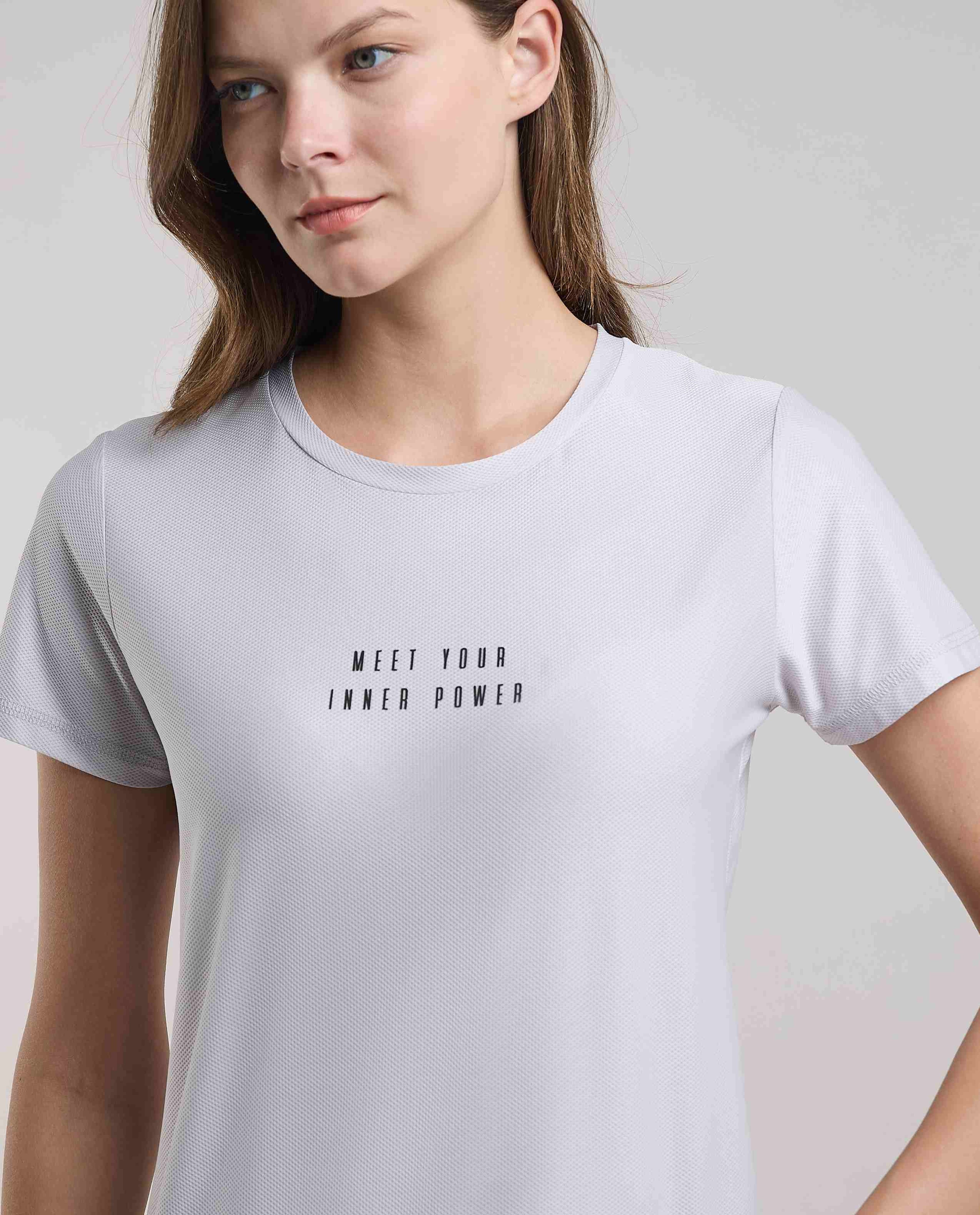 Printed Active T-Shirt with Crew Neck and Short Sleeves