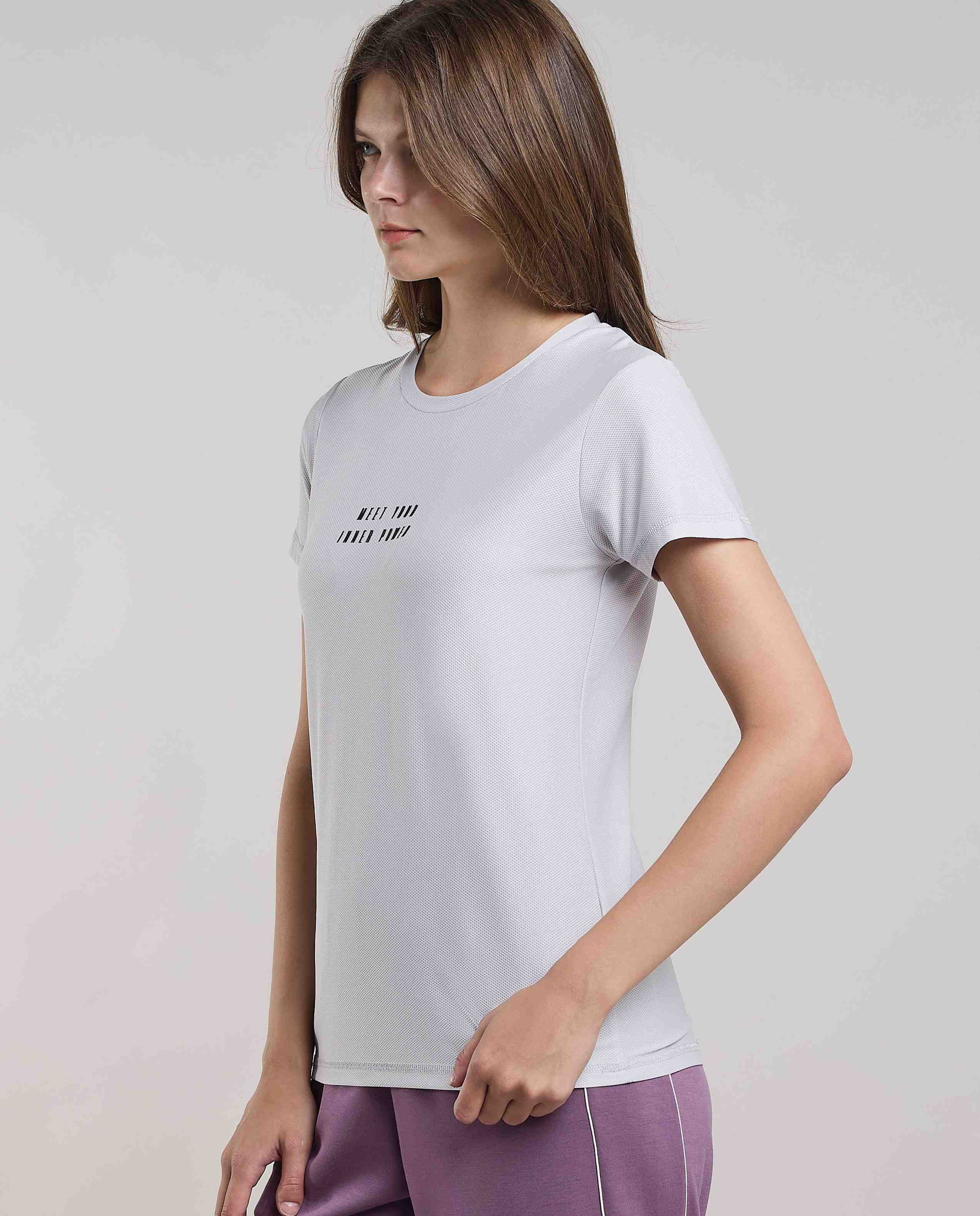 Printed Active T-Shirt with Crew Neck and Short Sleeves