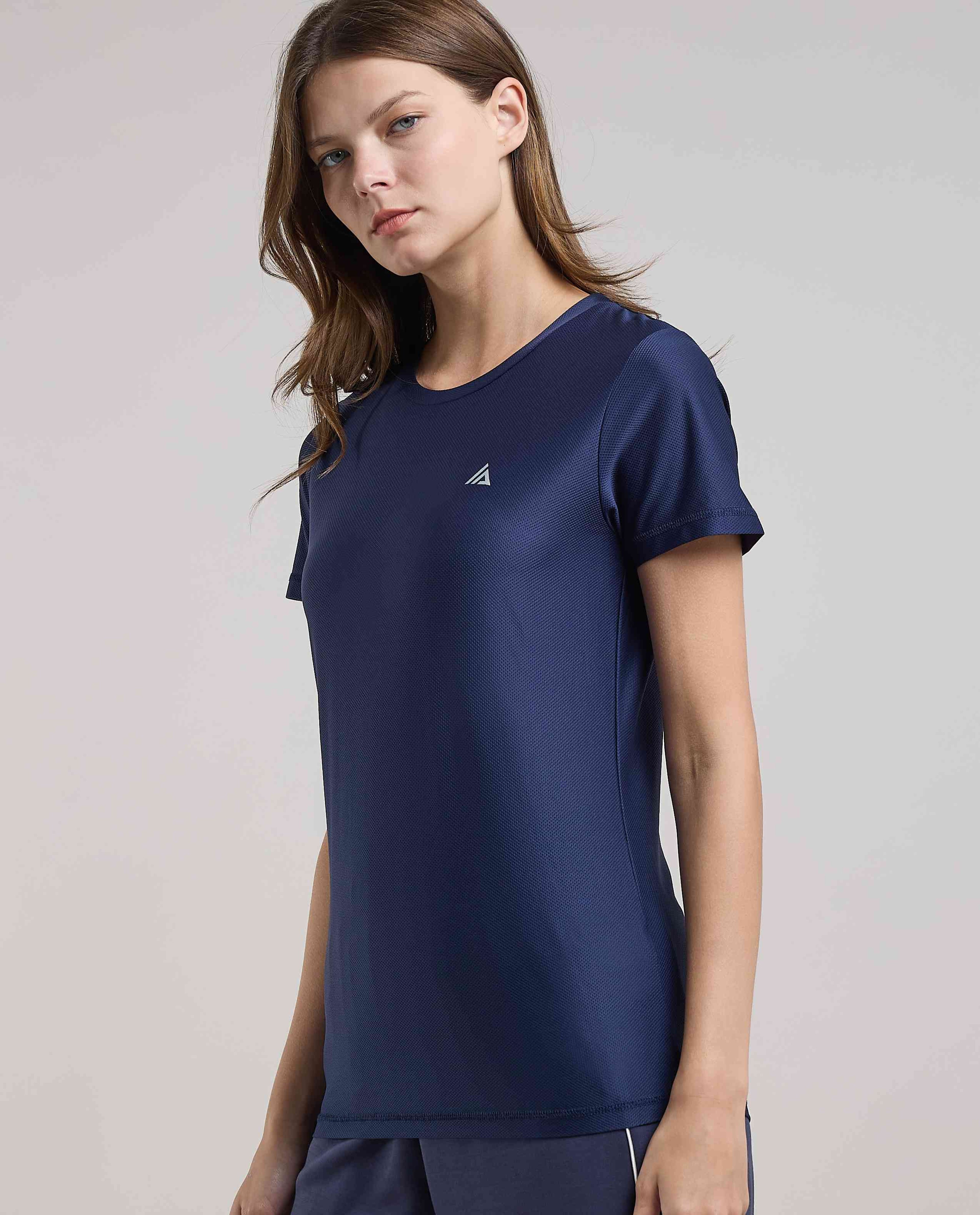 Logo Detail Active T-Shirt with Crew Neck and Short Sleeves