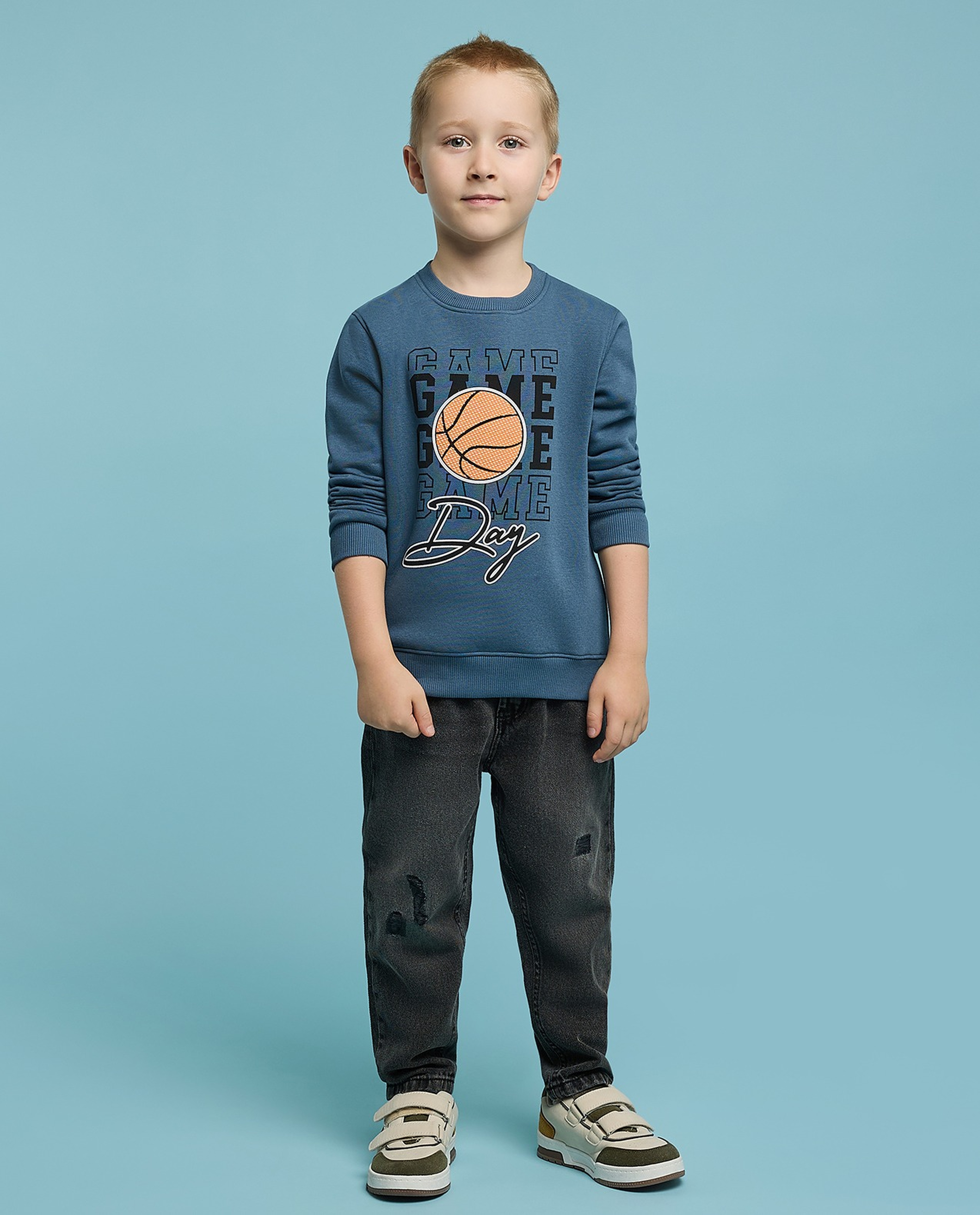 Printed Sweatshirt with Crew Neck and Long Sleeves