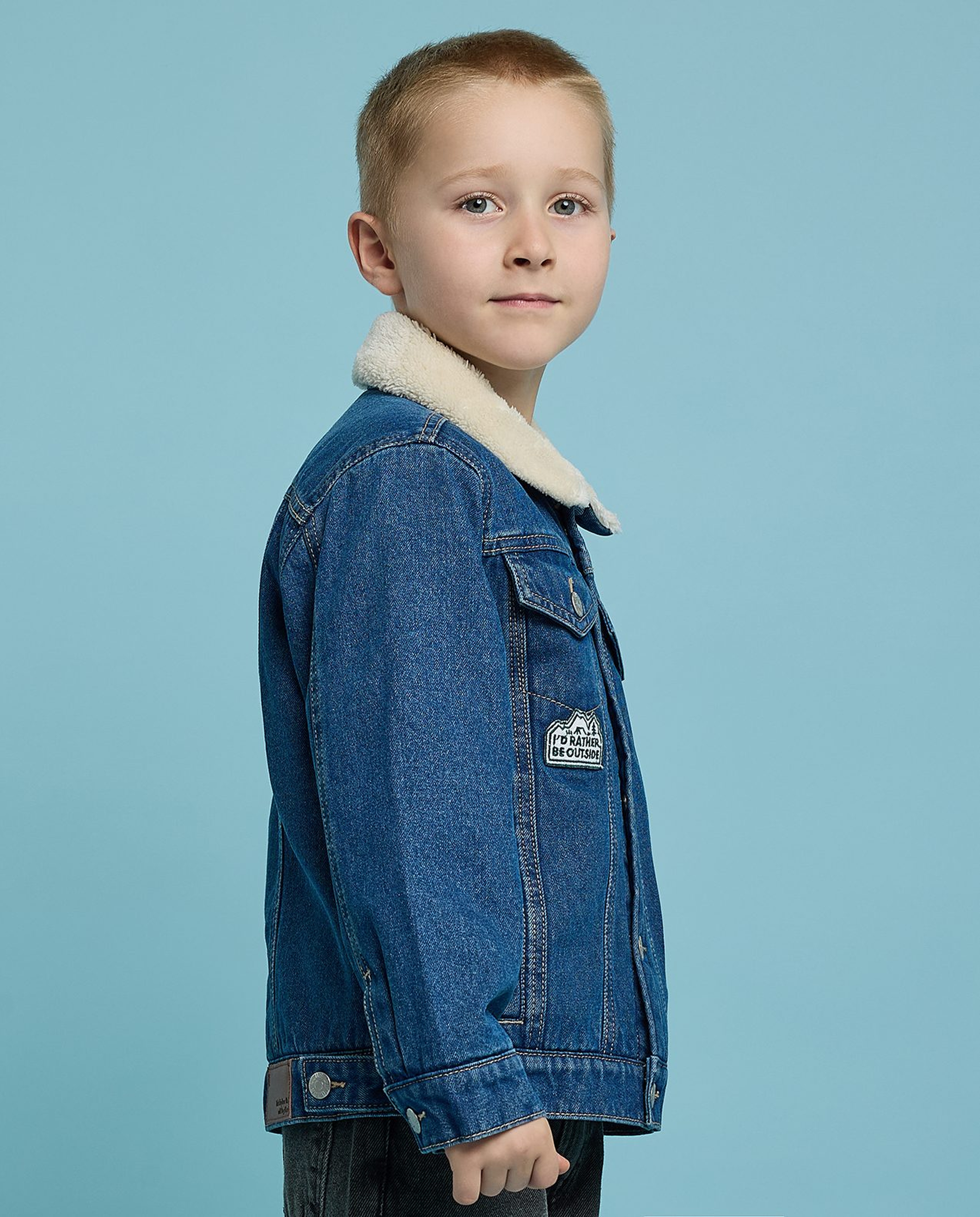 washed denim jacket with long sleeves