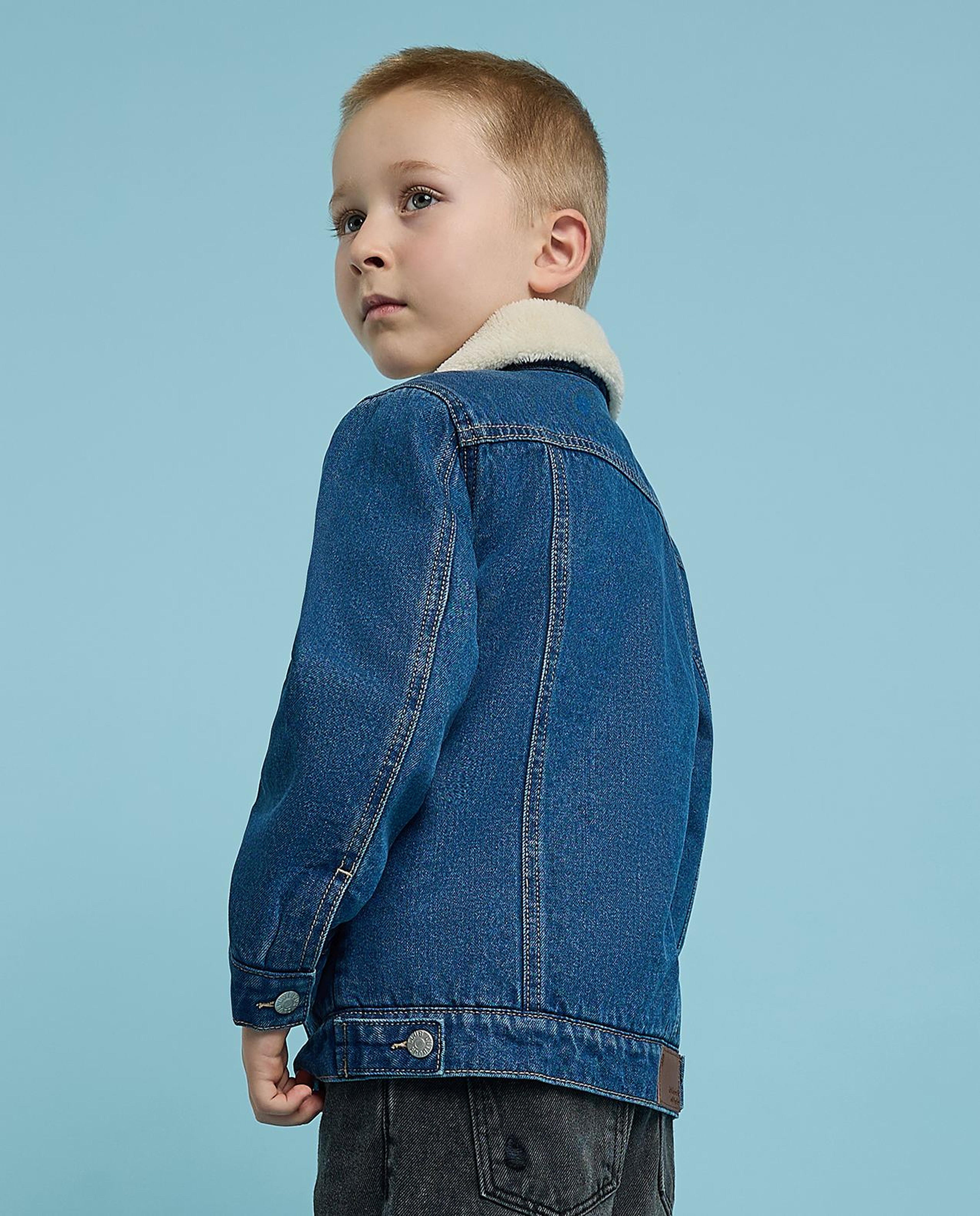 washed denim jacket with long sleeves