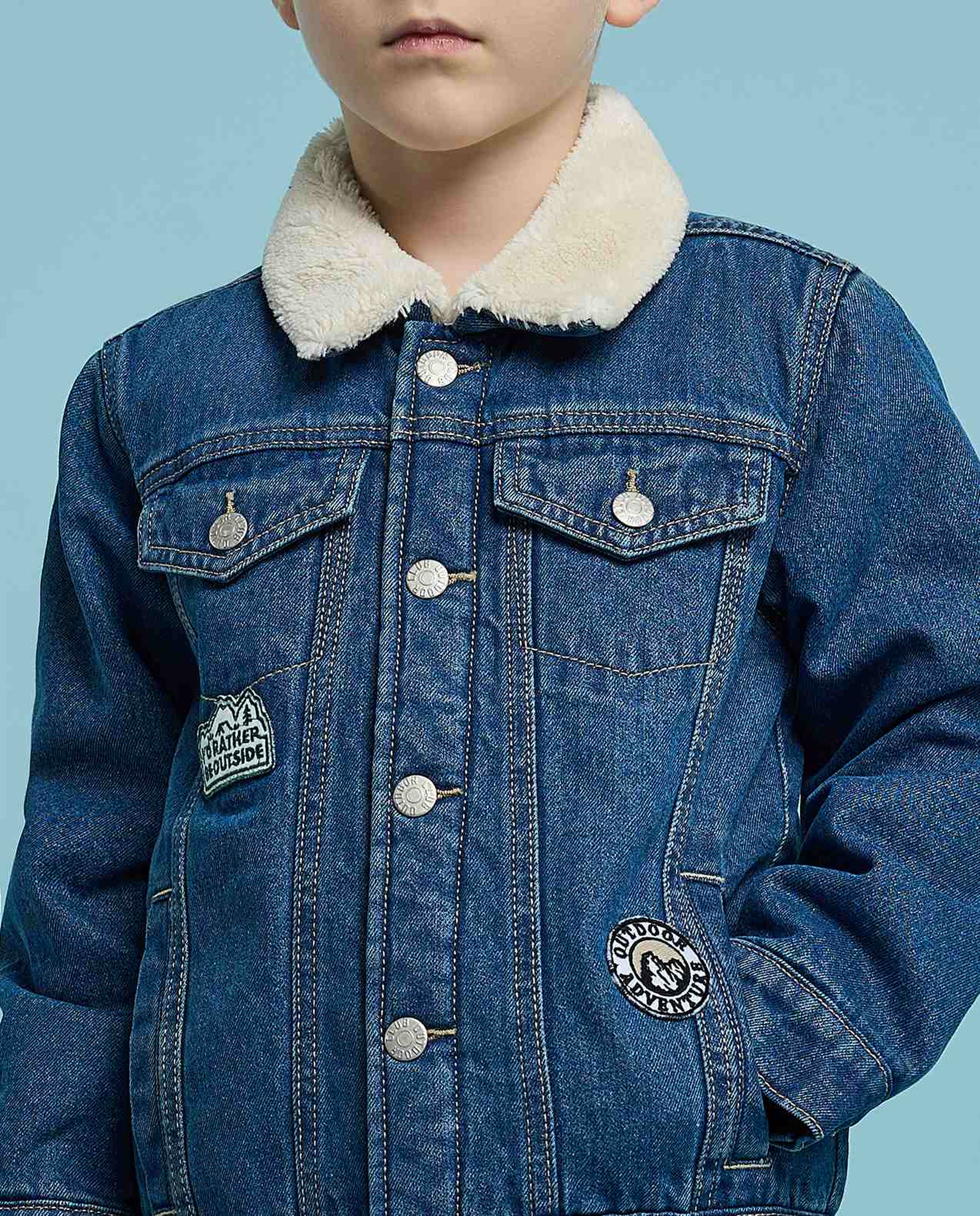 washed denim jacket with long sleeves