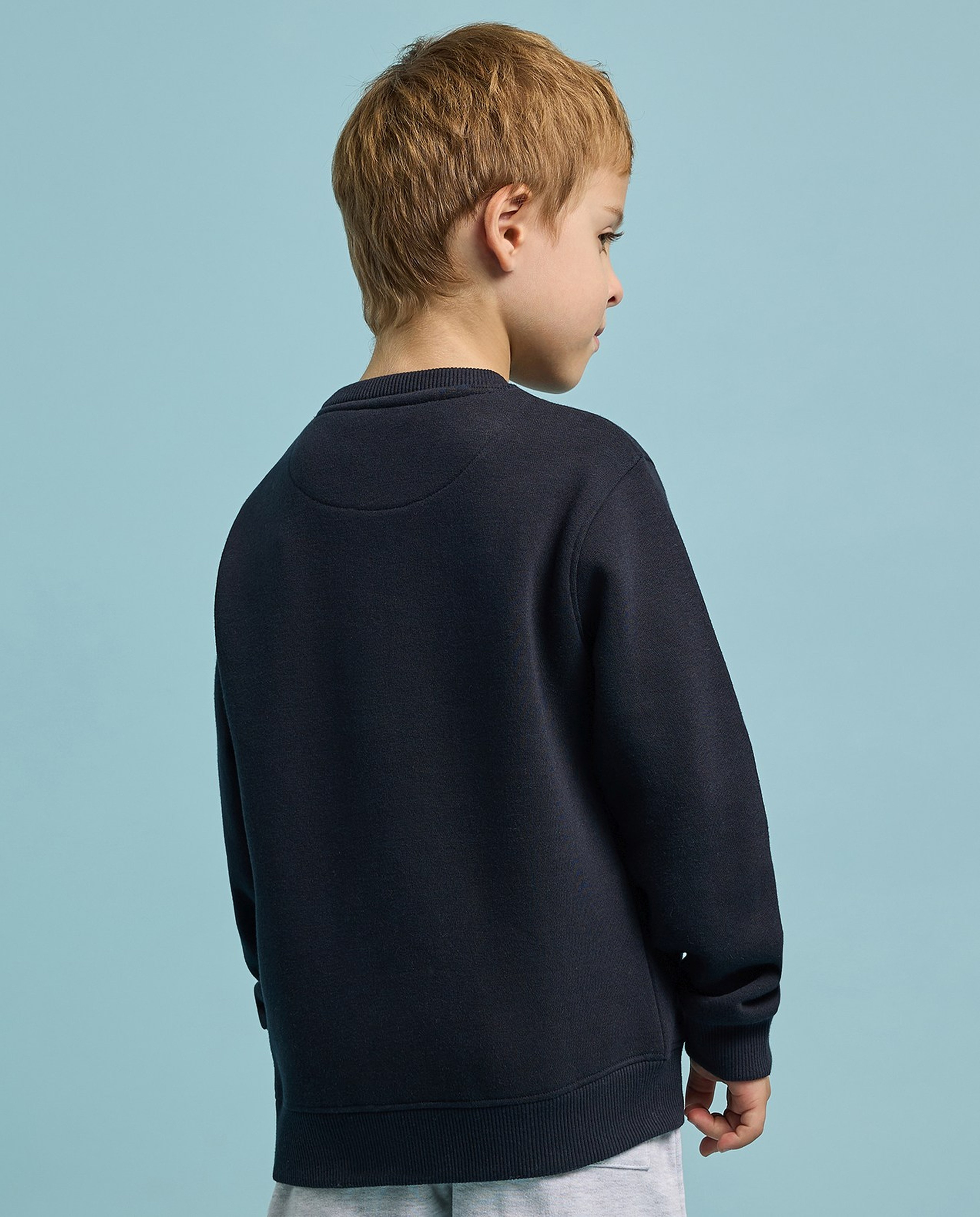 Typography Print Sweatshirt with Crew Neck and Long Sleeves