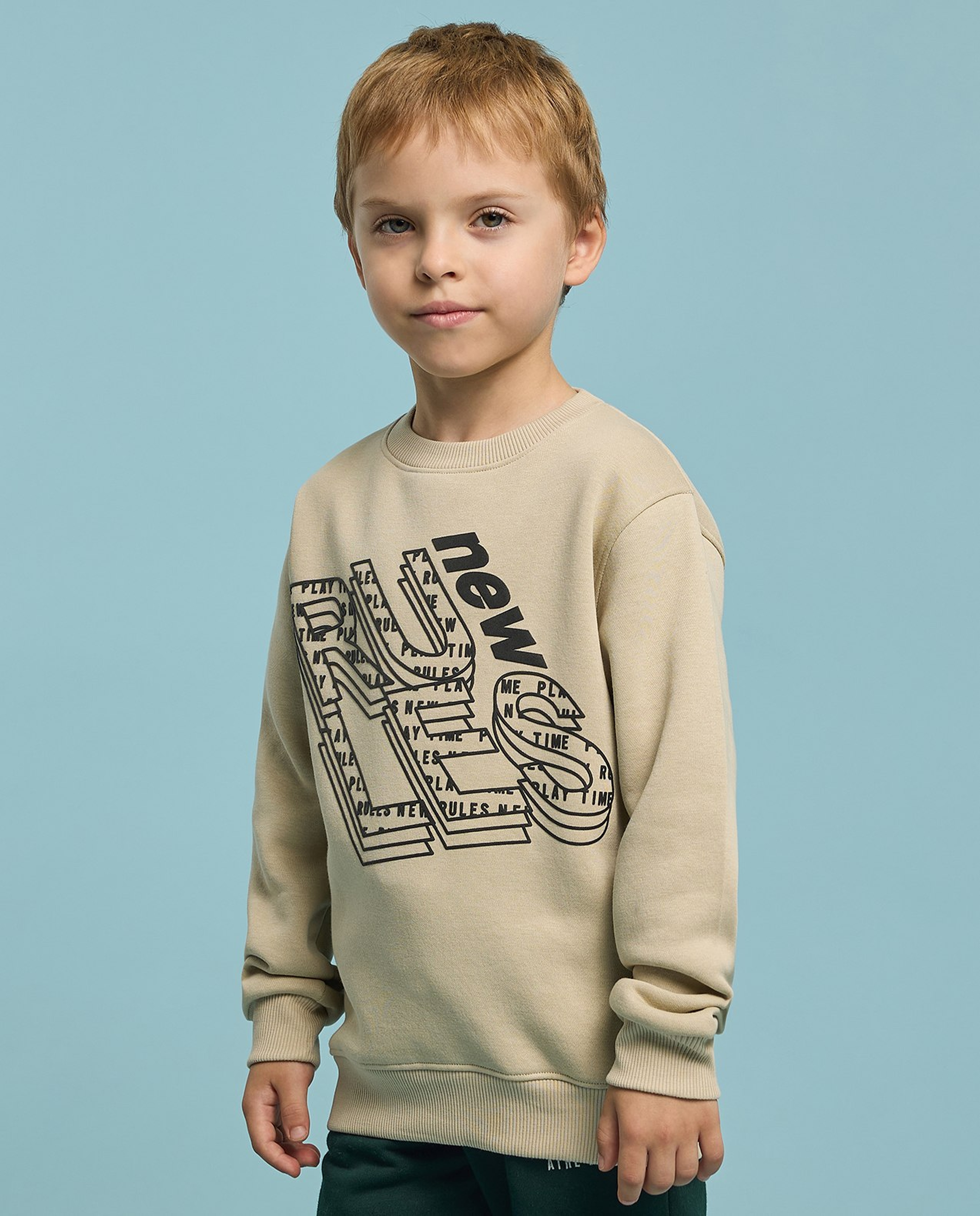 Printed Sweatshirt with Crew Neck and Long Sleeves