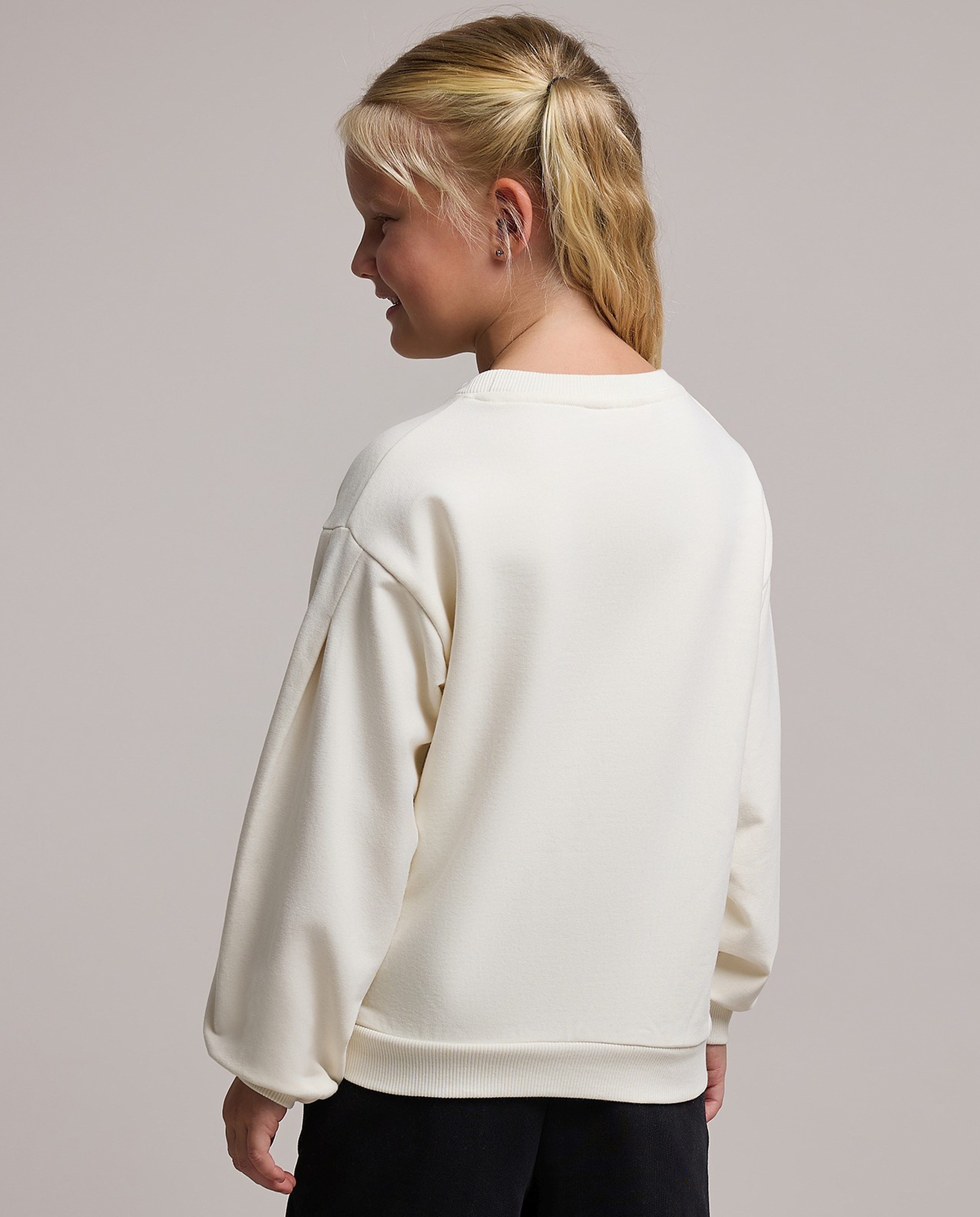 Embellished Sweatshirt with Crew Neck and Long Sleeves