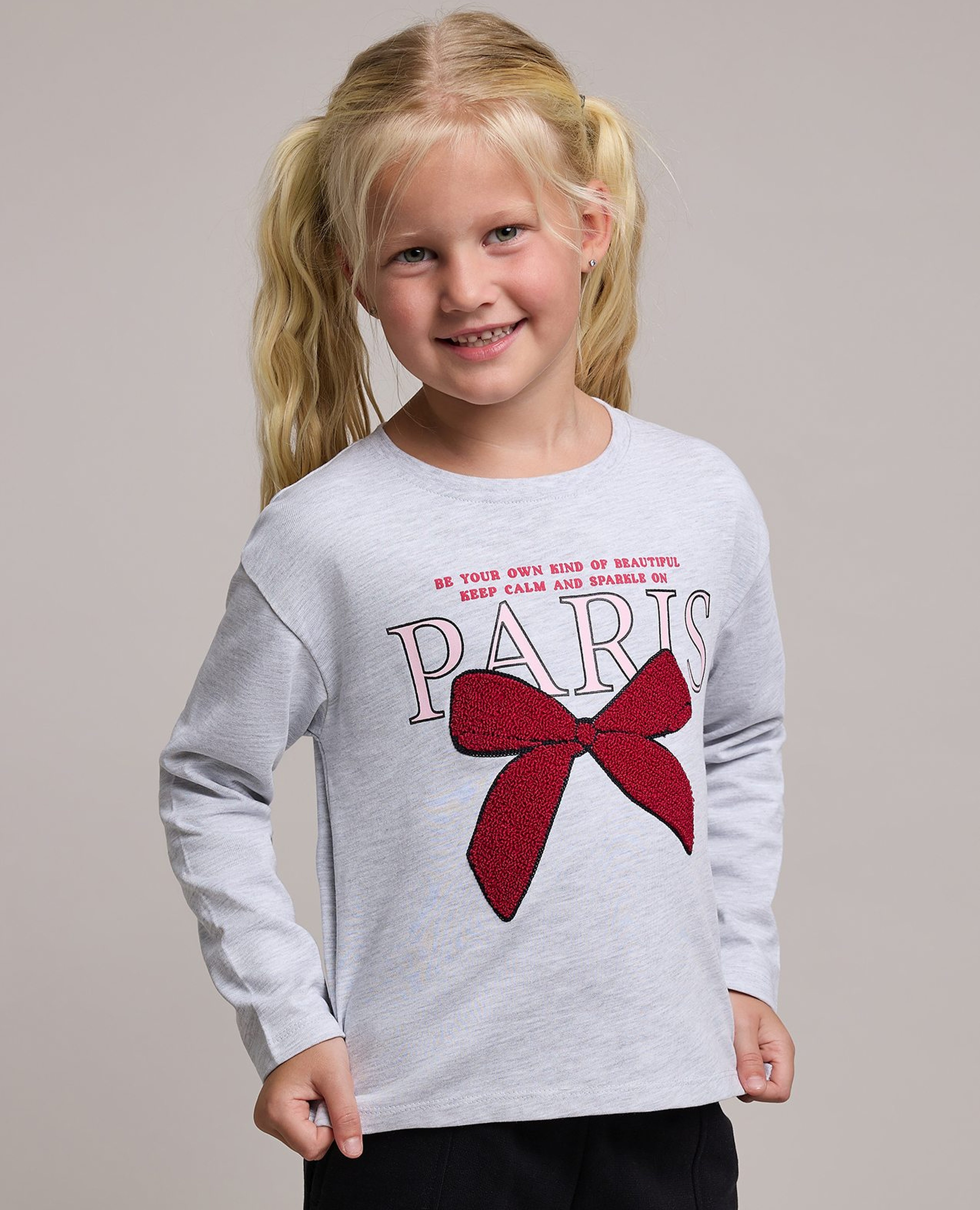 Embroidered T-Shirt with Crew Neck and Long Sleeves