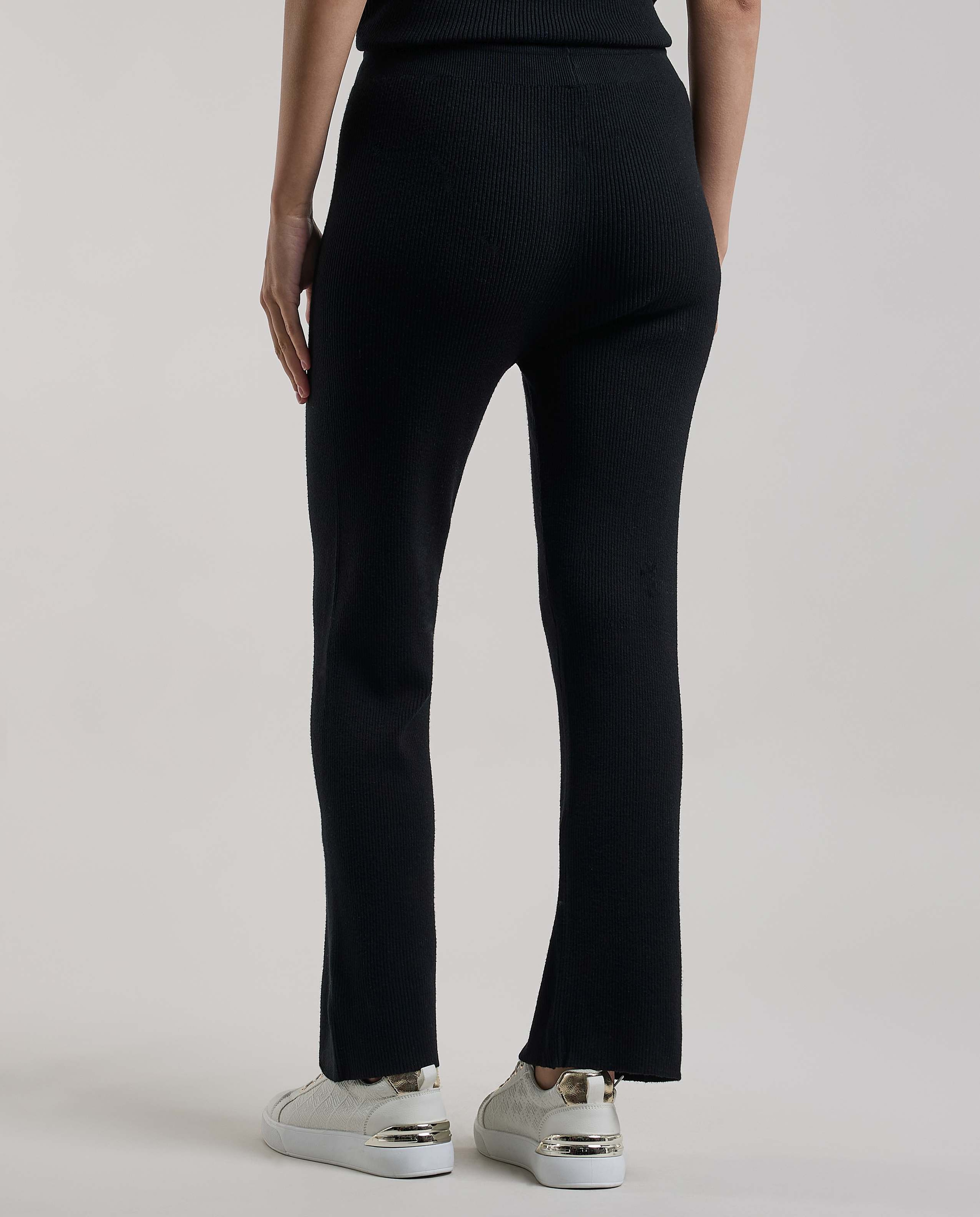 Ribbed Flared Pants with Elastic Waist