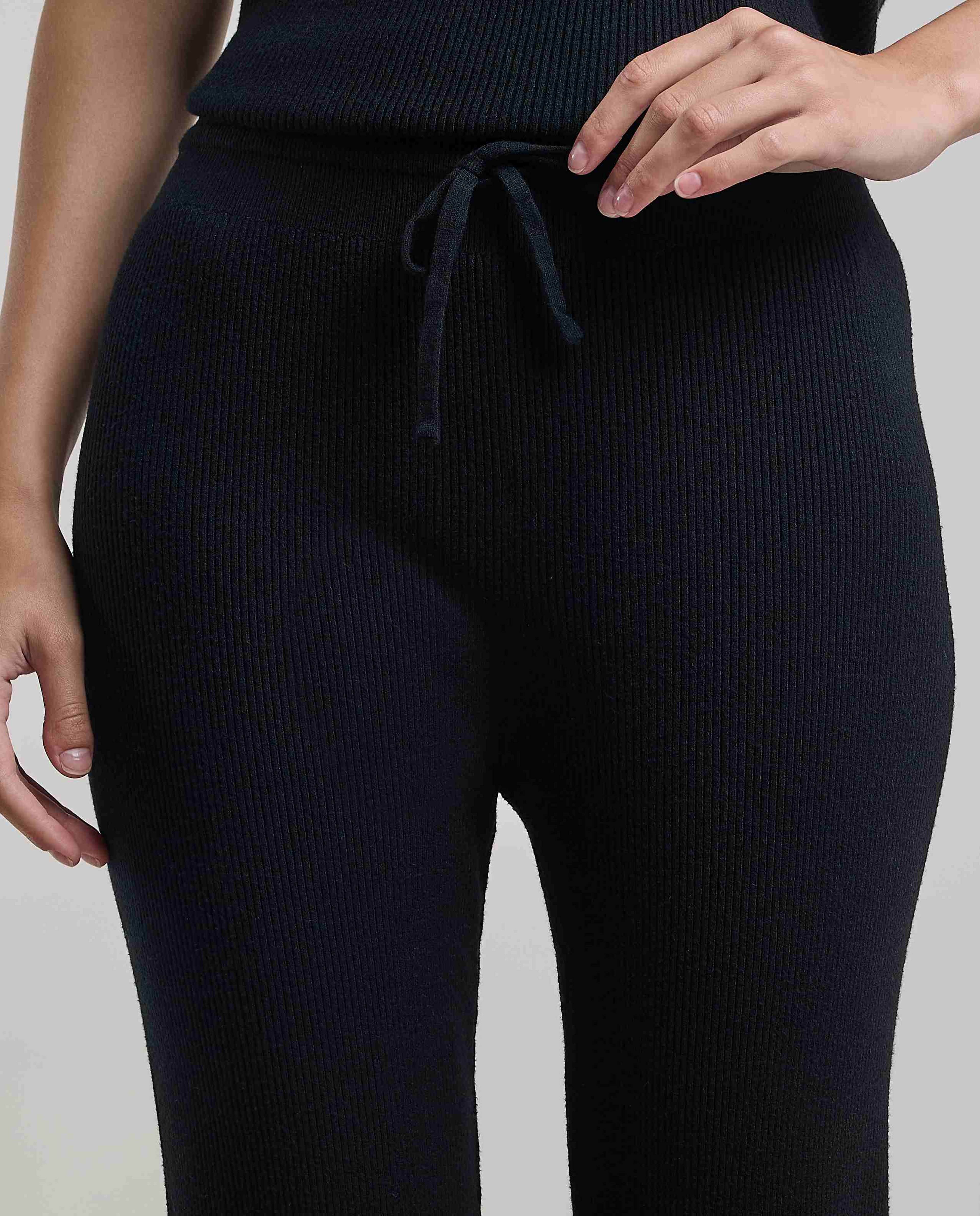 Ribbed Flared Pants with Elastic Waist