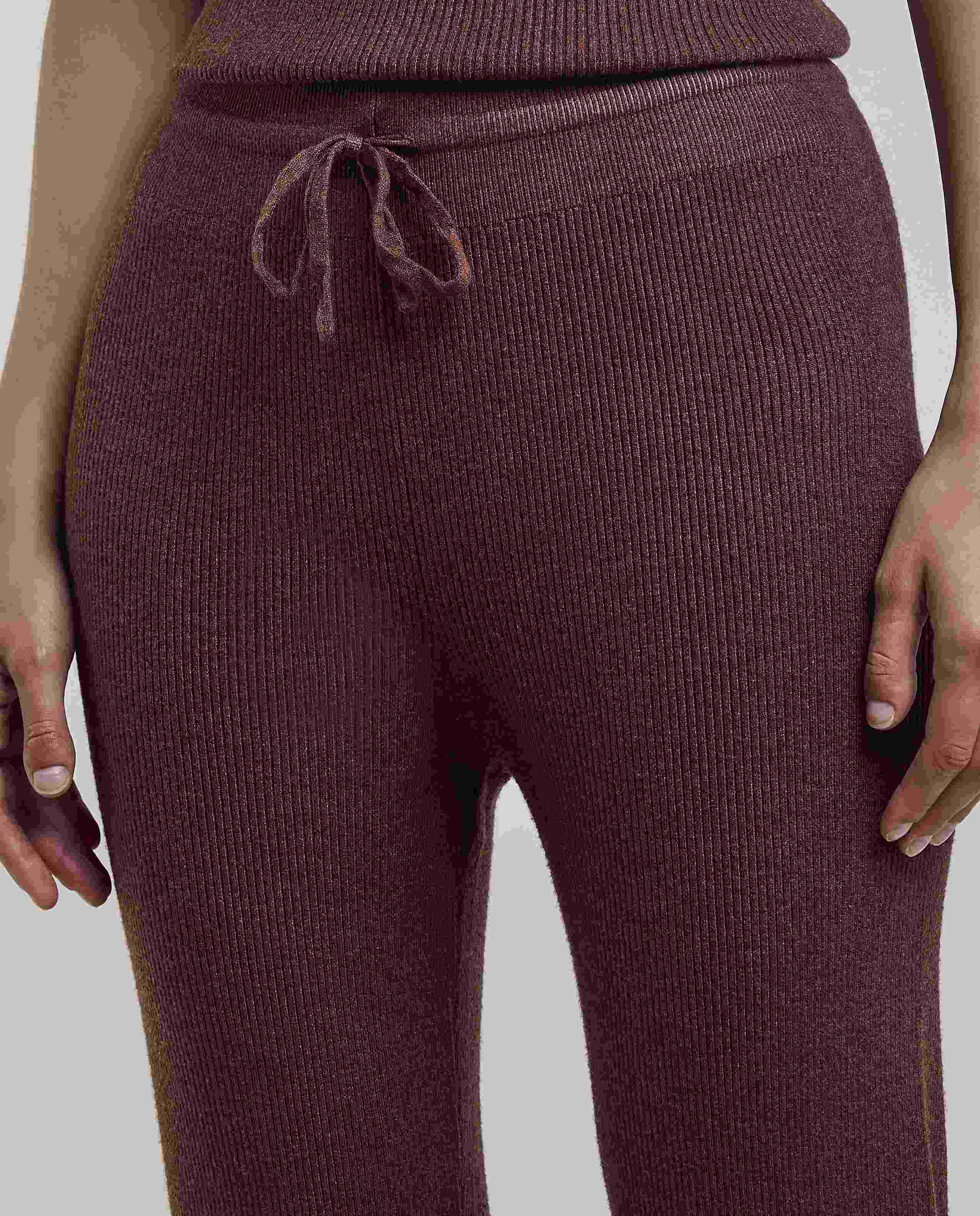 Ribbed Flared Pants with Elastic Waist