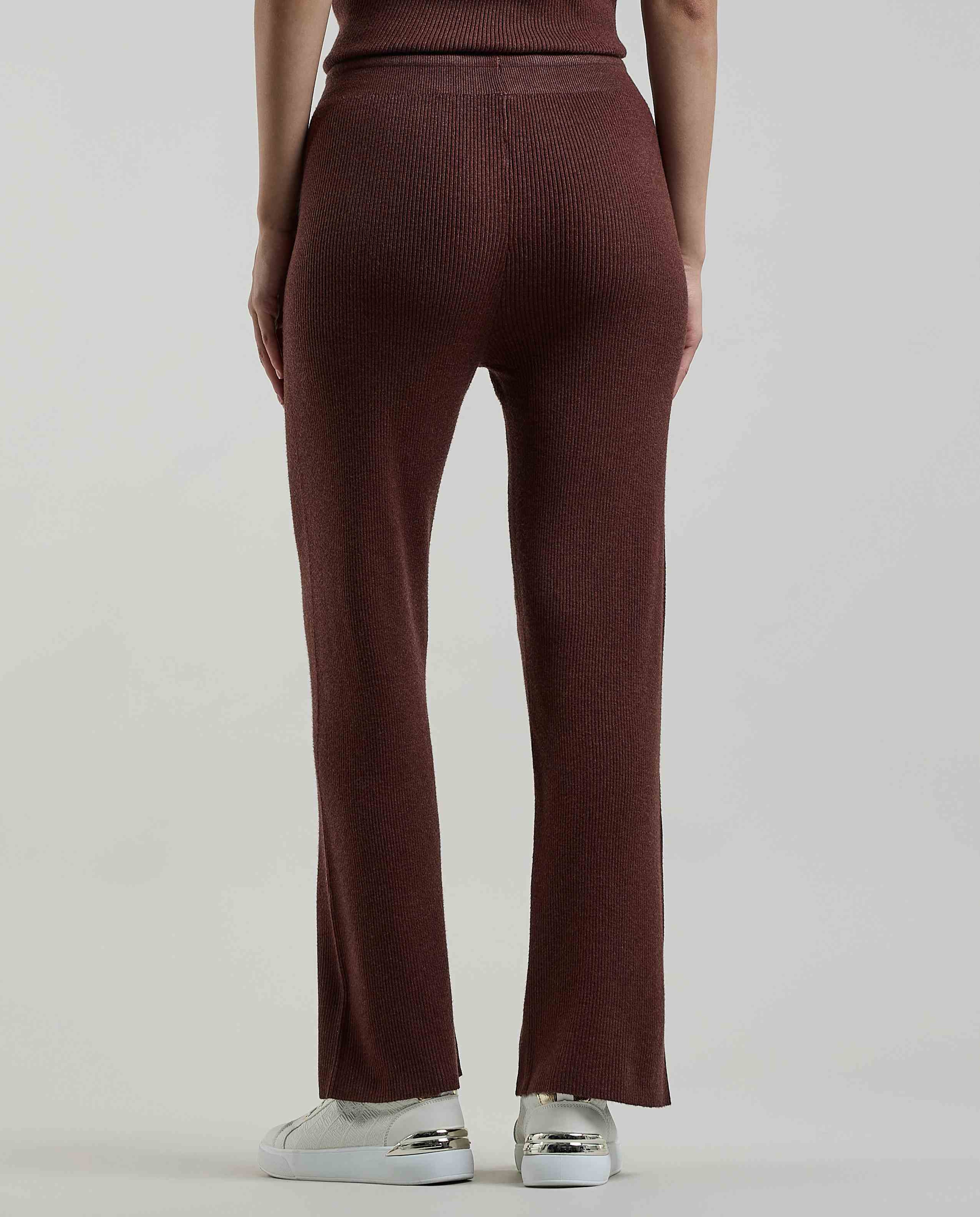 Ribbed Flared Pants with Elastic Waist