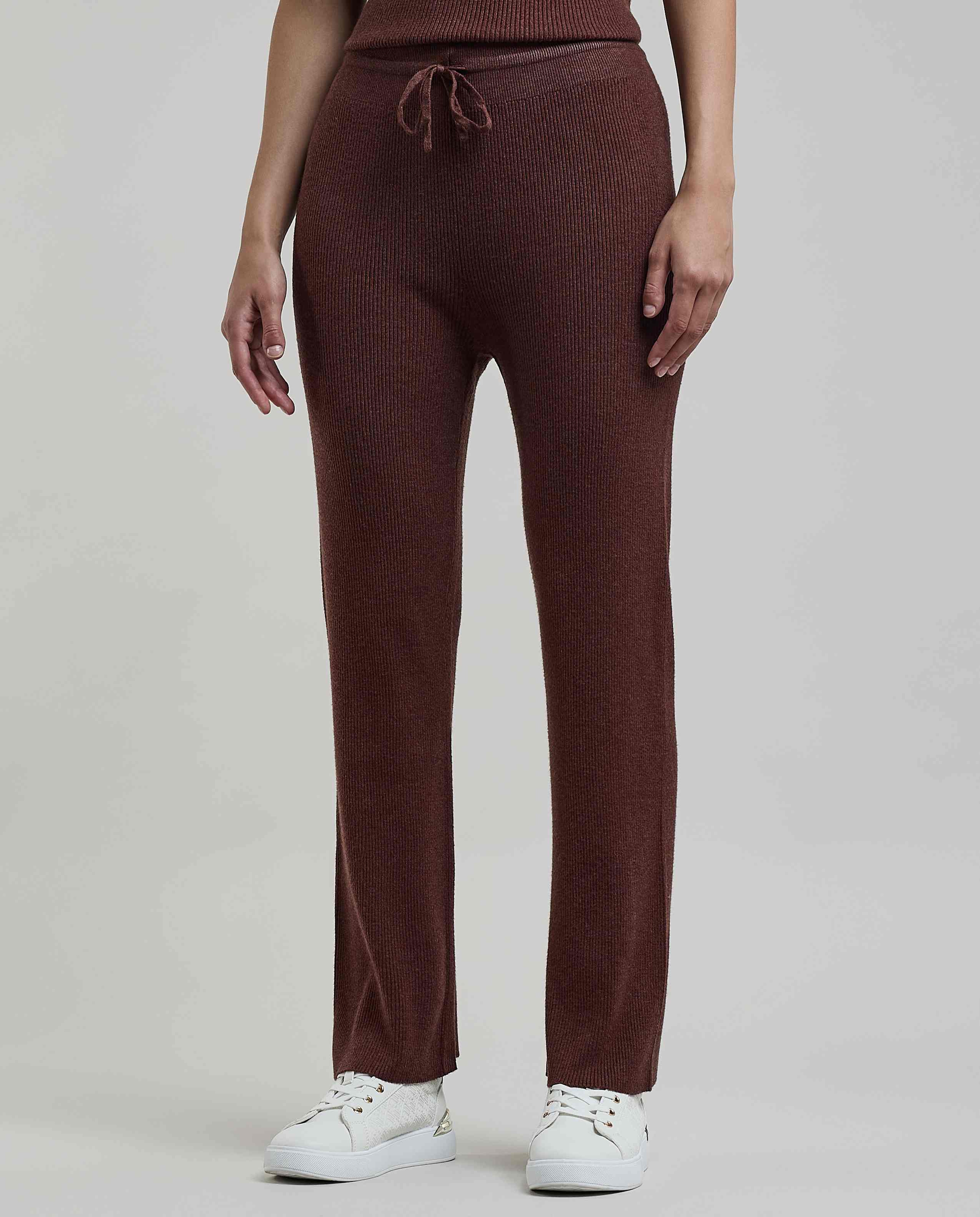 Ribbed Flared Pants with Elastic Waist