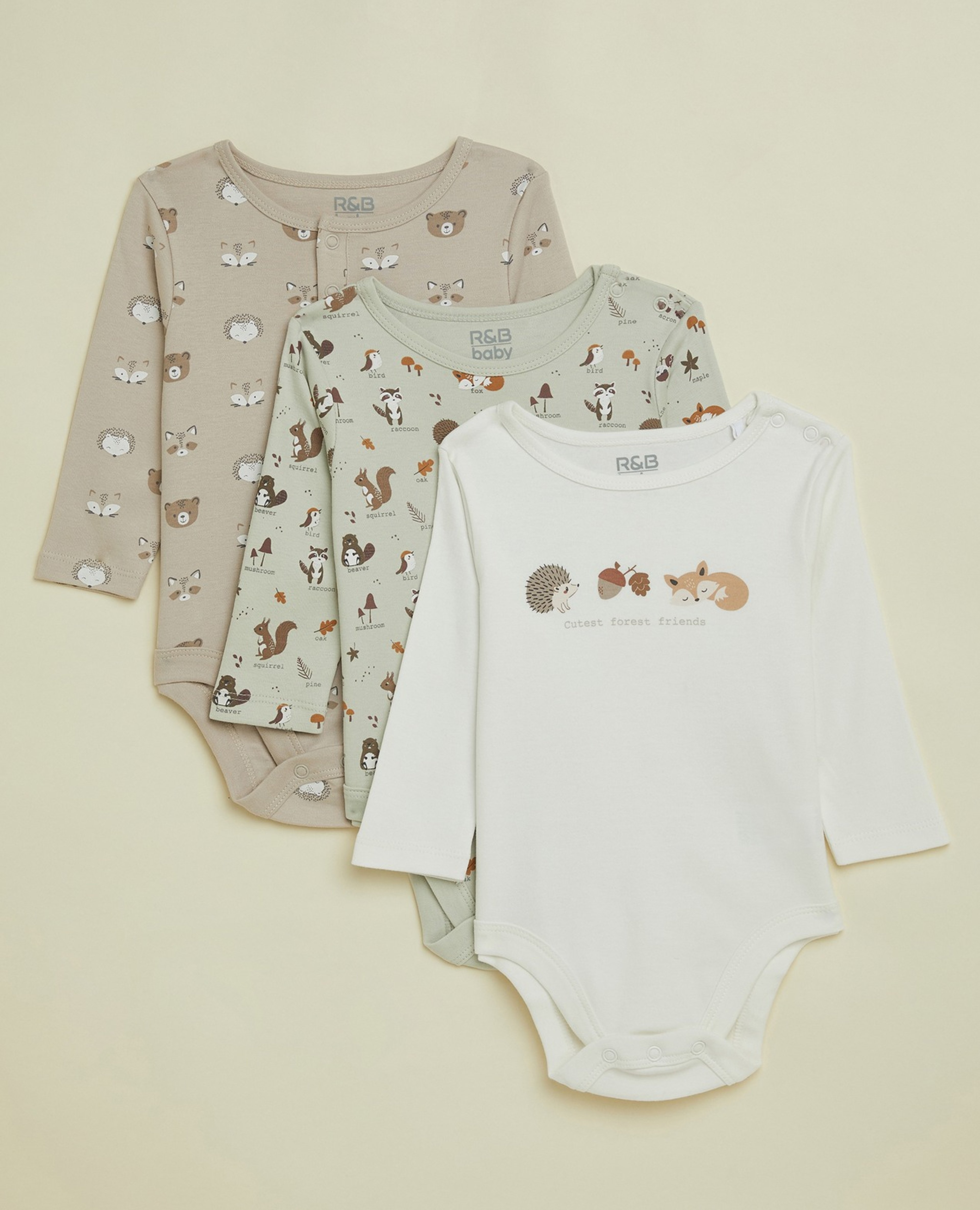 3 Pack Printed Bodysuits with Long Sleeves
