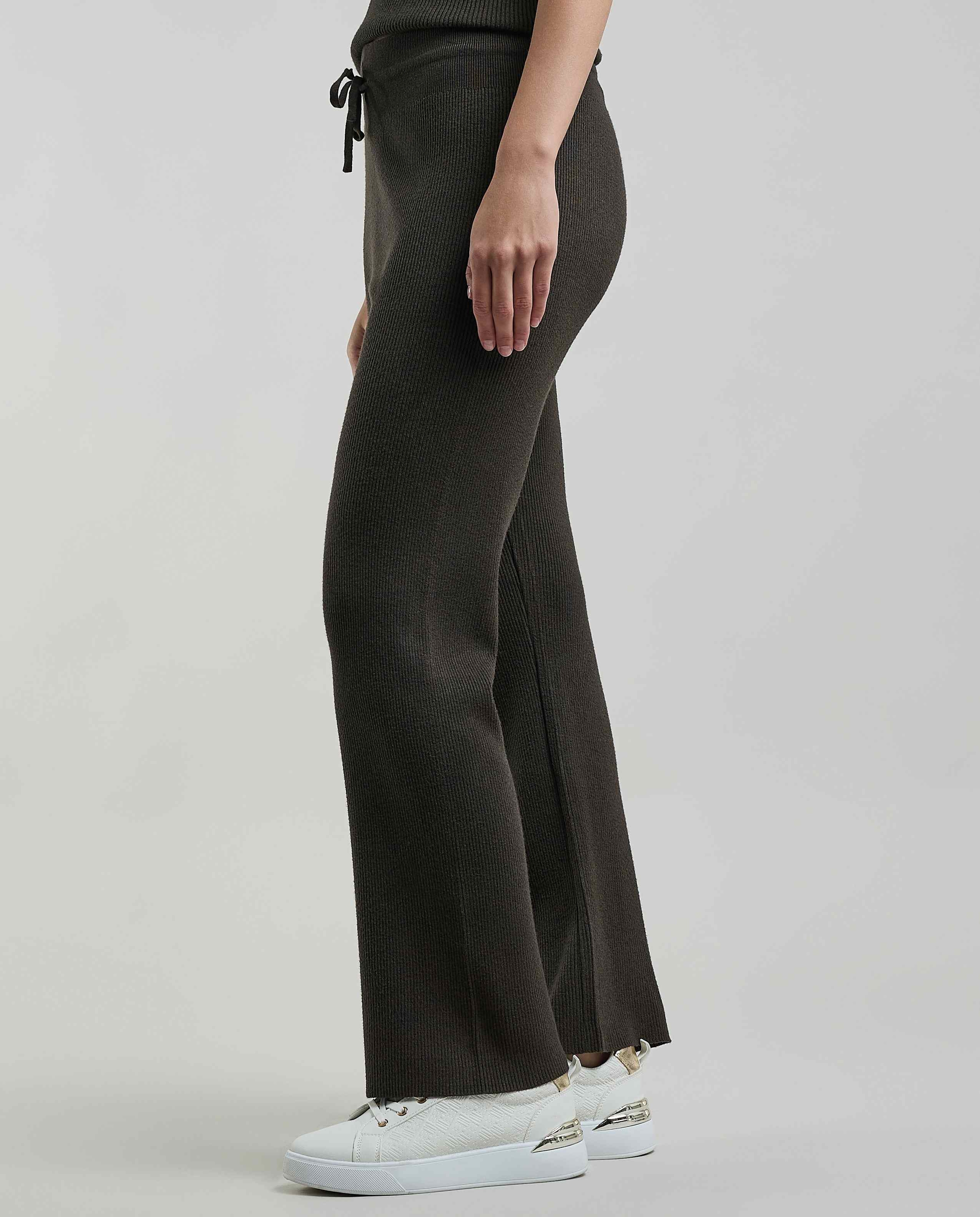 Ribbed Flared Pants with Elastic Waist