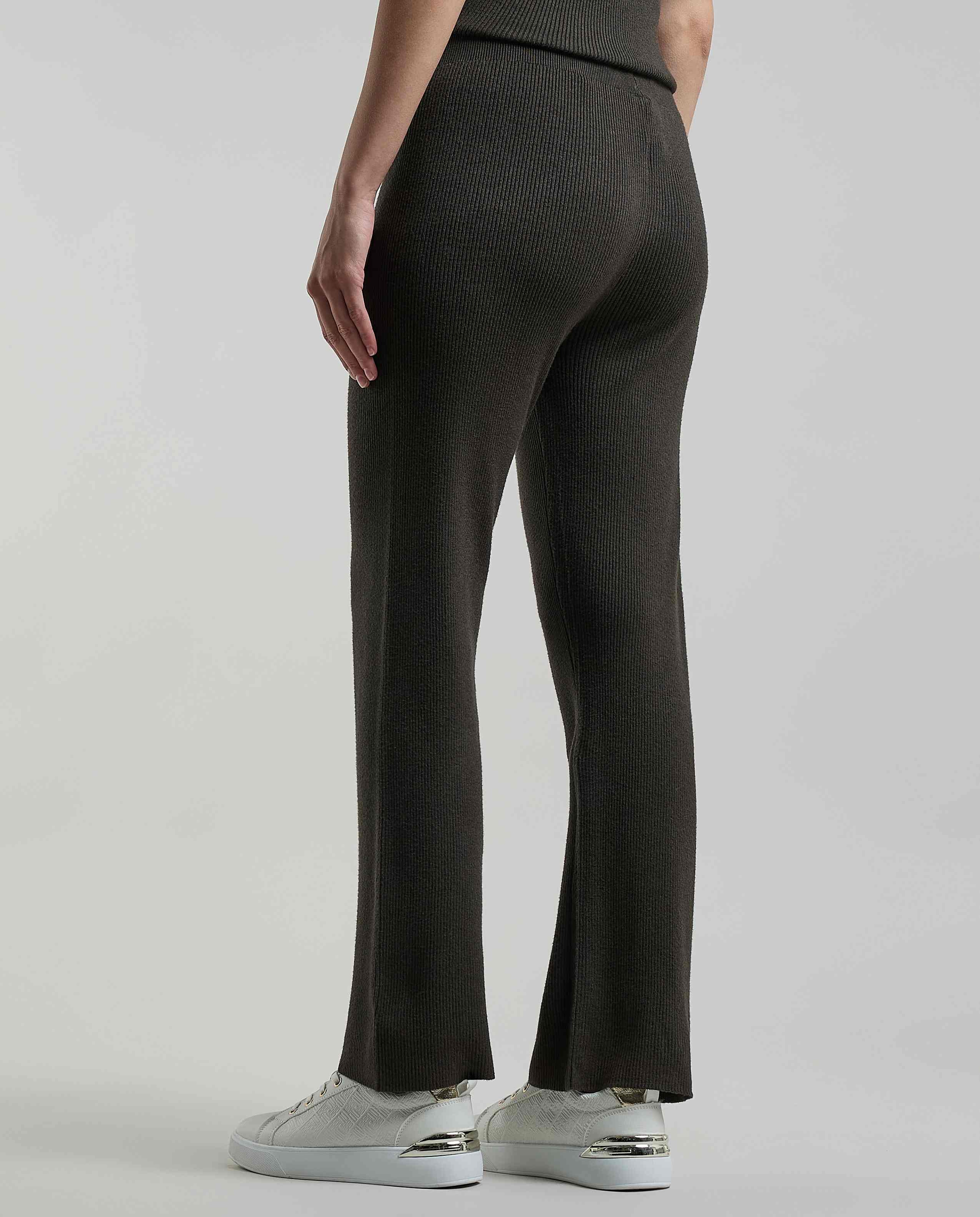 Ribbed Flared Pants with Elastic Waist