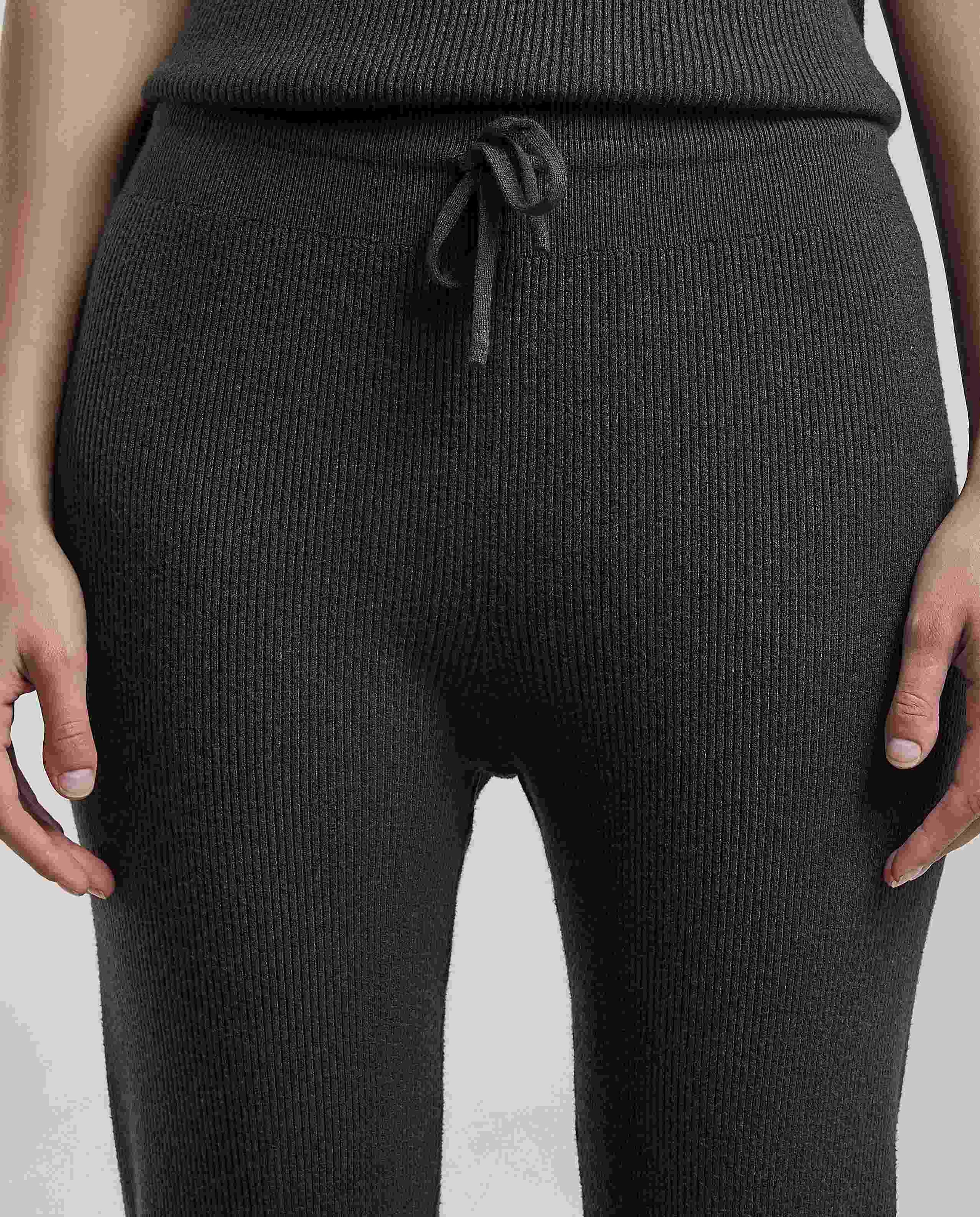 Ribbed Flared Pants with Elastic Waist