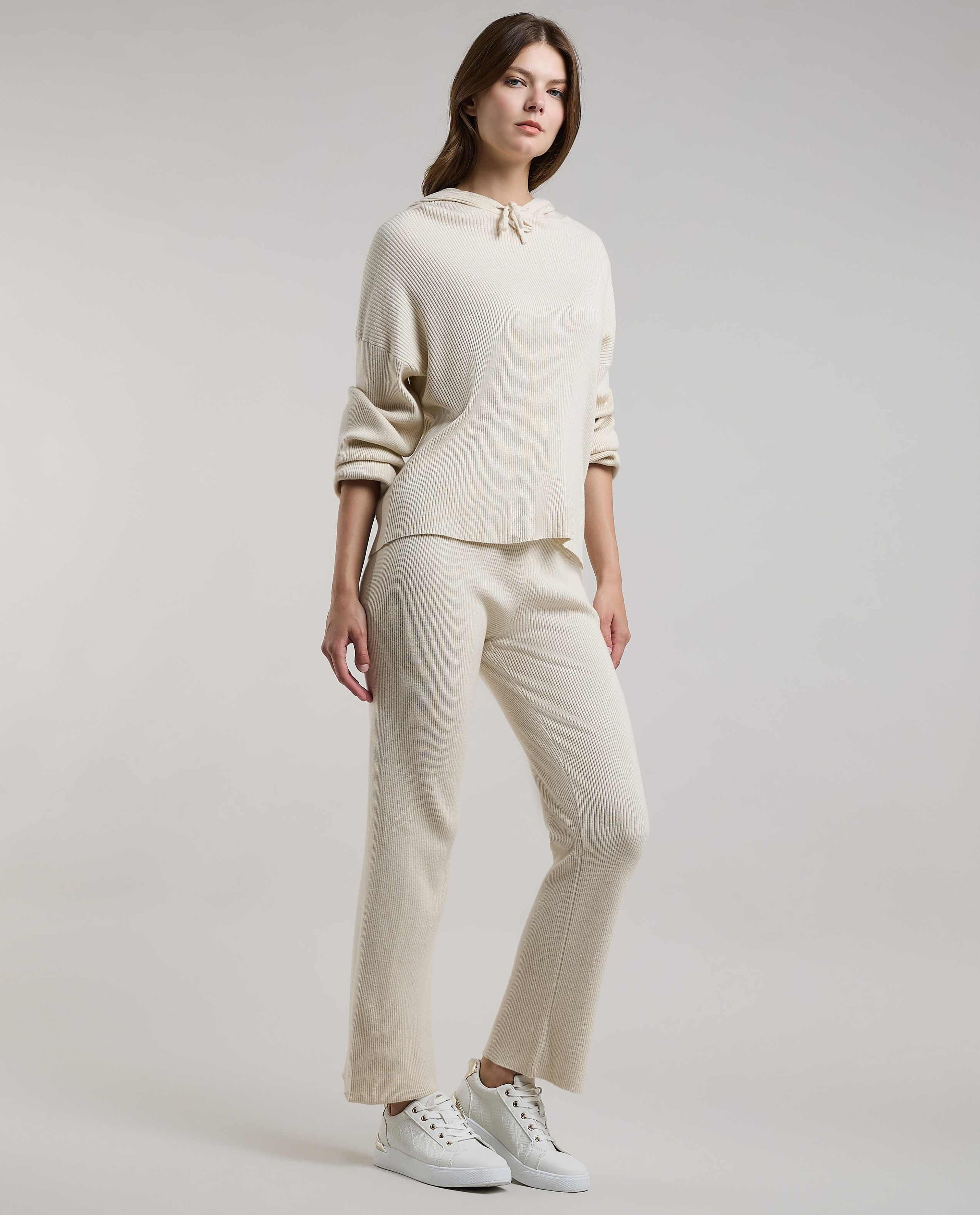 Ribbed Flared Pants with Elastic Waist