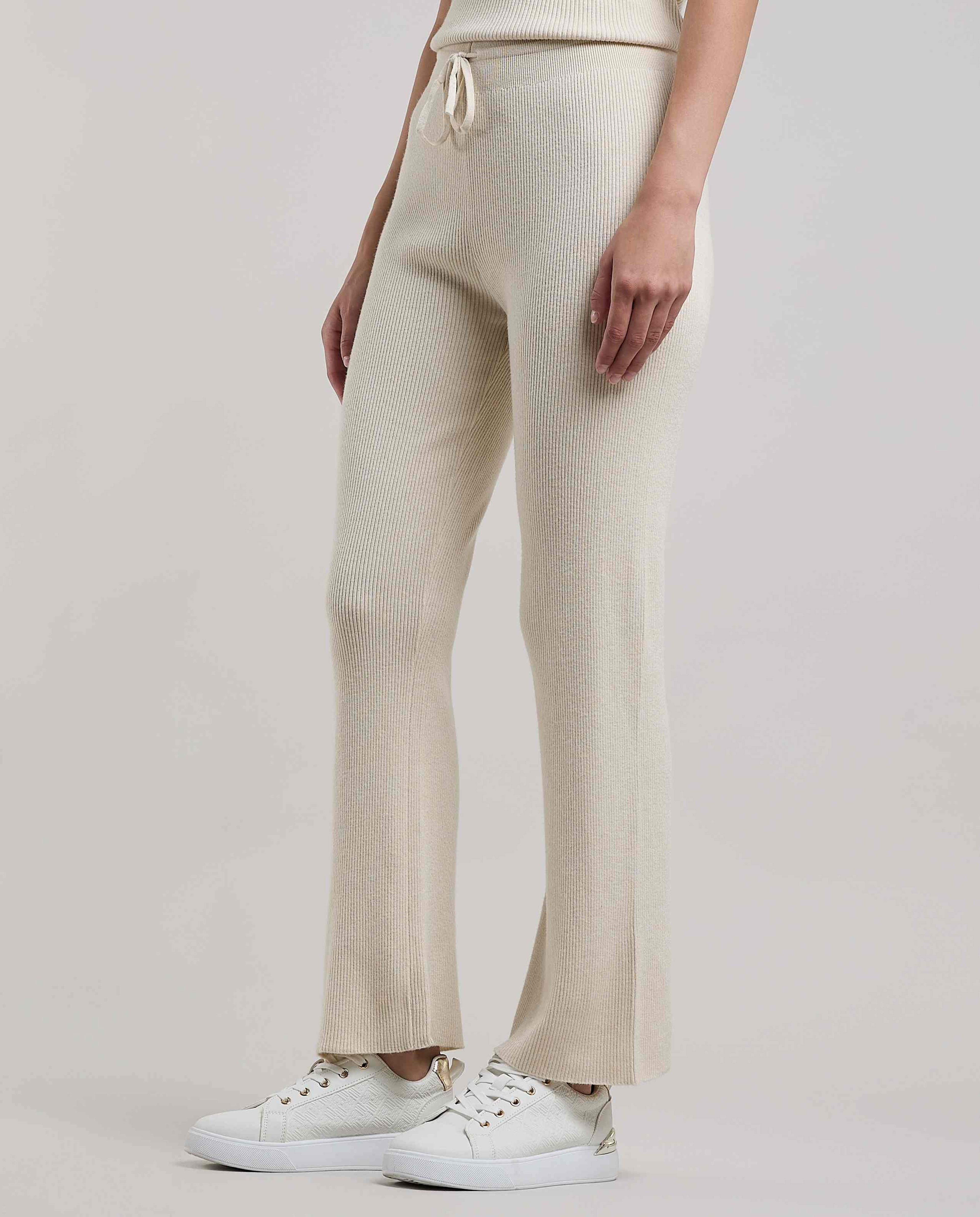 Ribbed Flared Pants with Elastic Waist