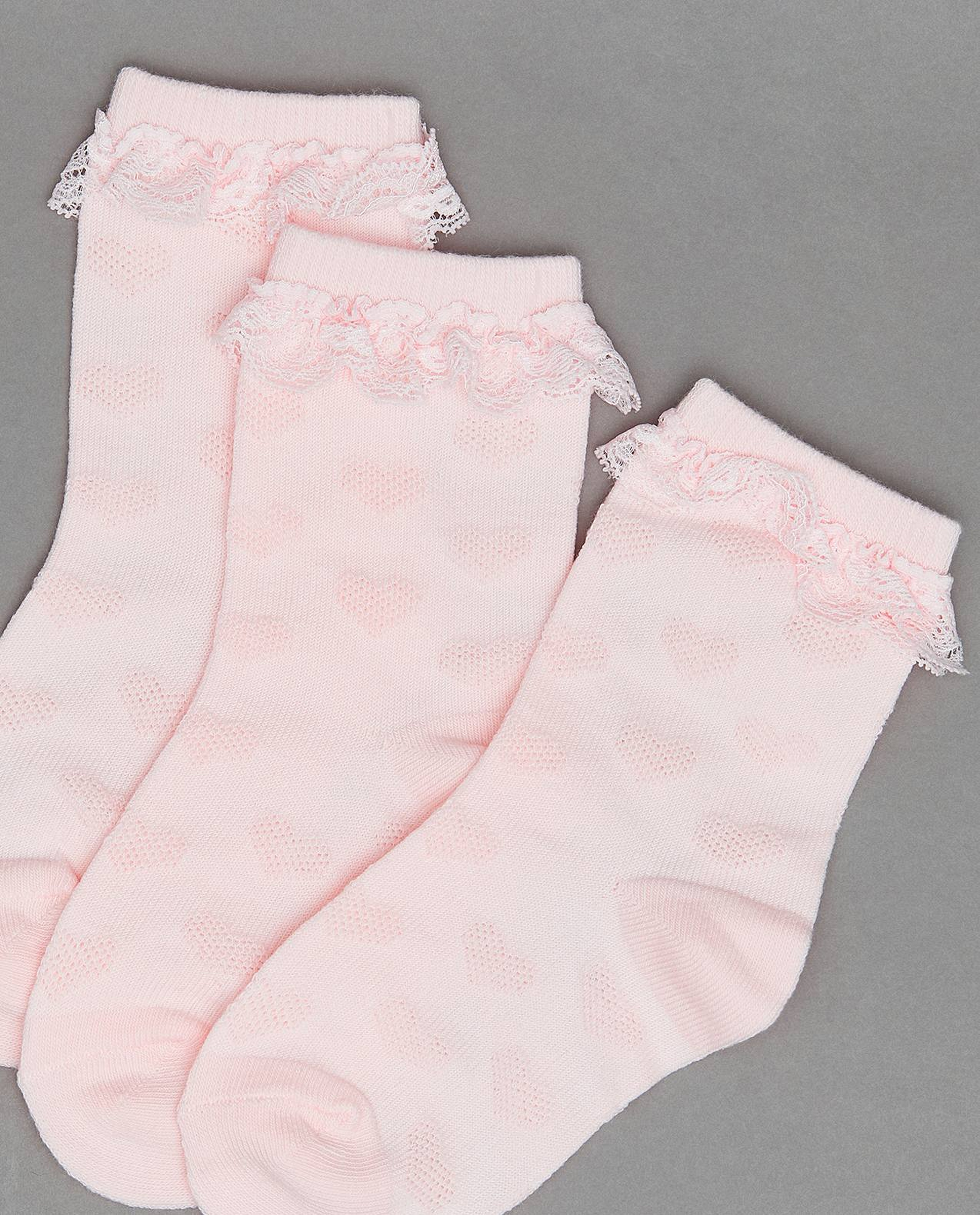 3 Pack Self Patterned Crew Socks