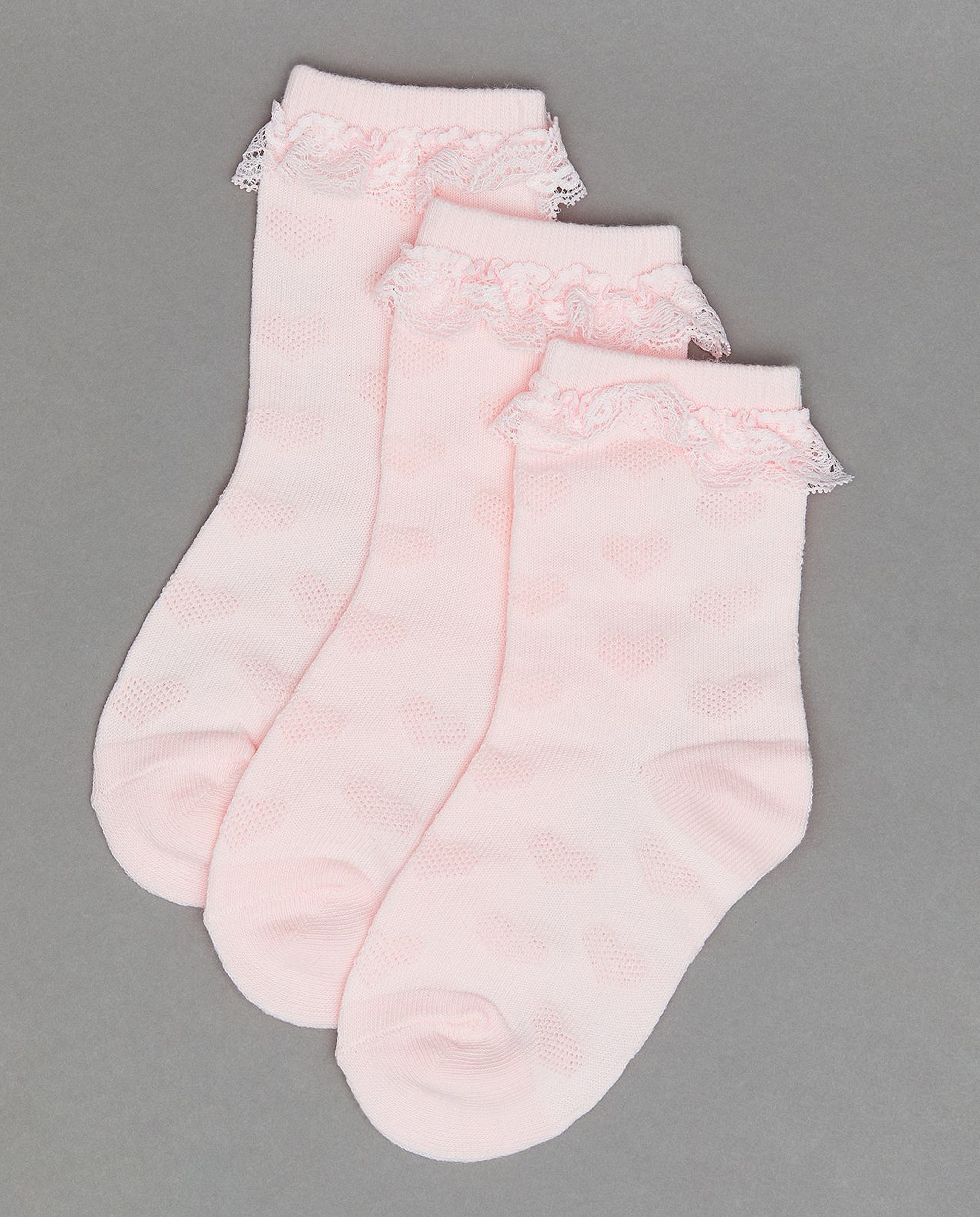 3 Pack Self Patterned Crew Socks