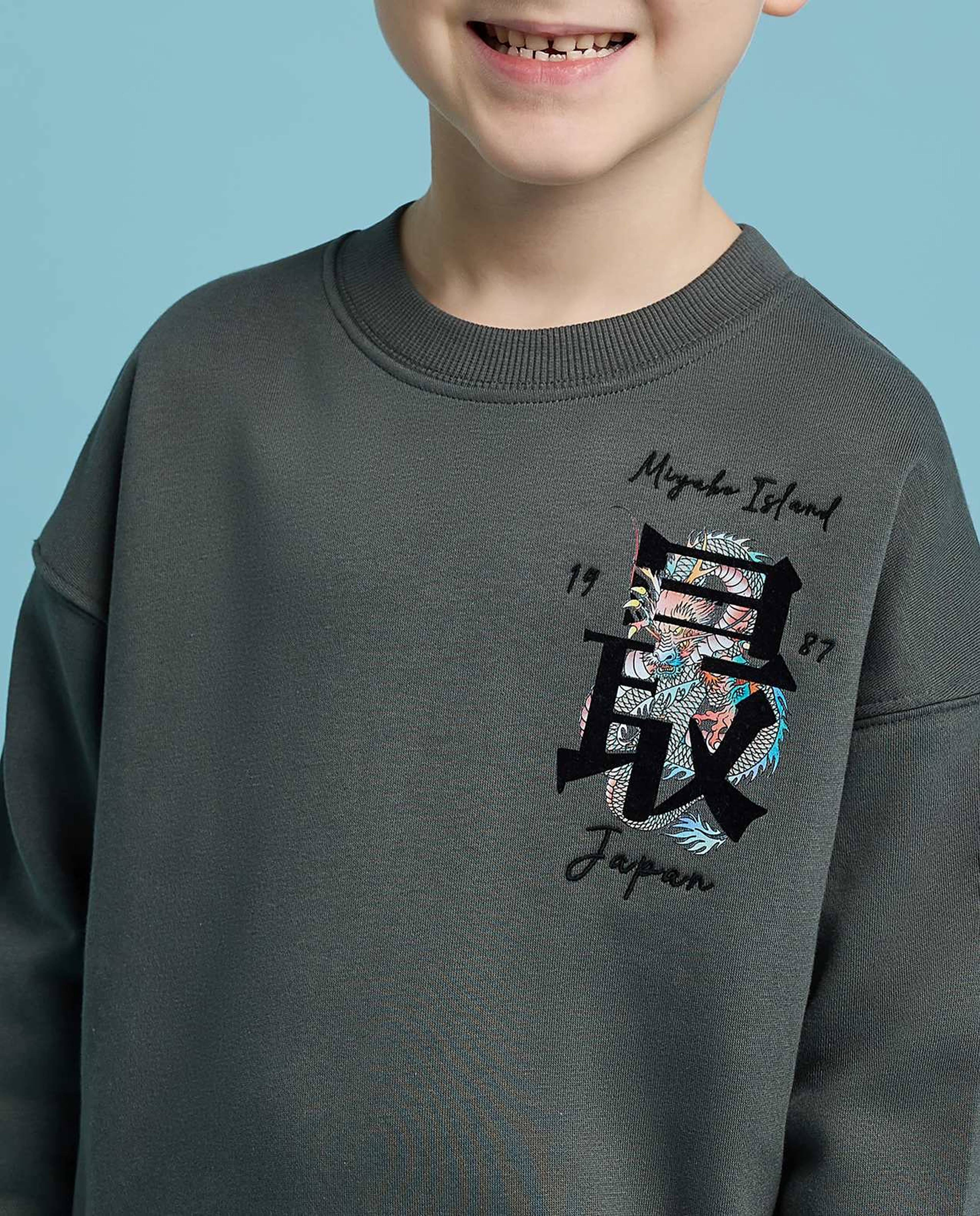 Printed Sweatshirt with Crew Neck and Long Sleeves