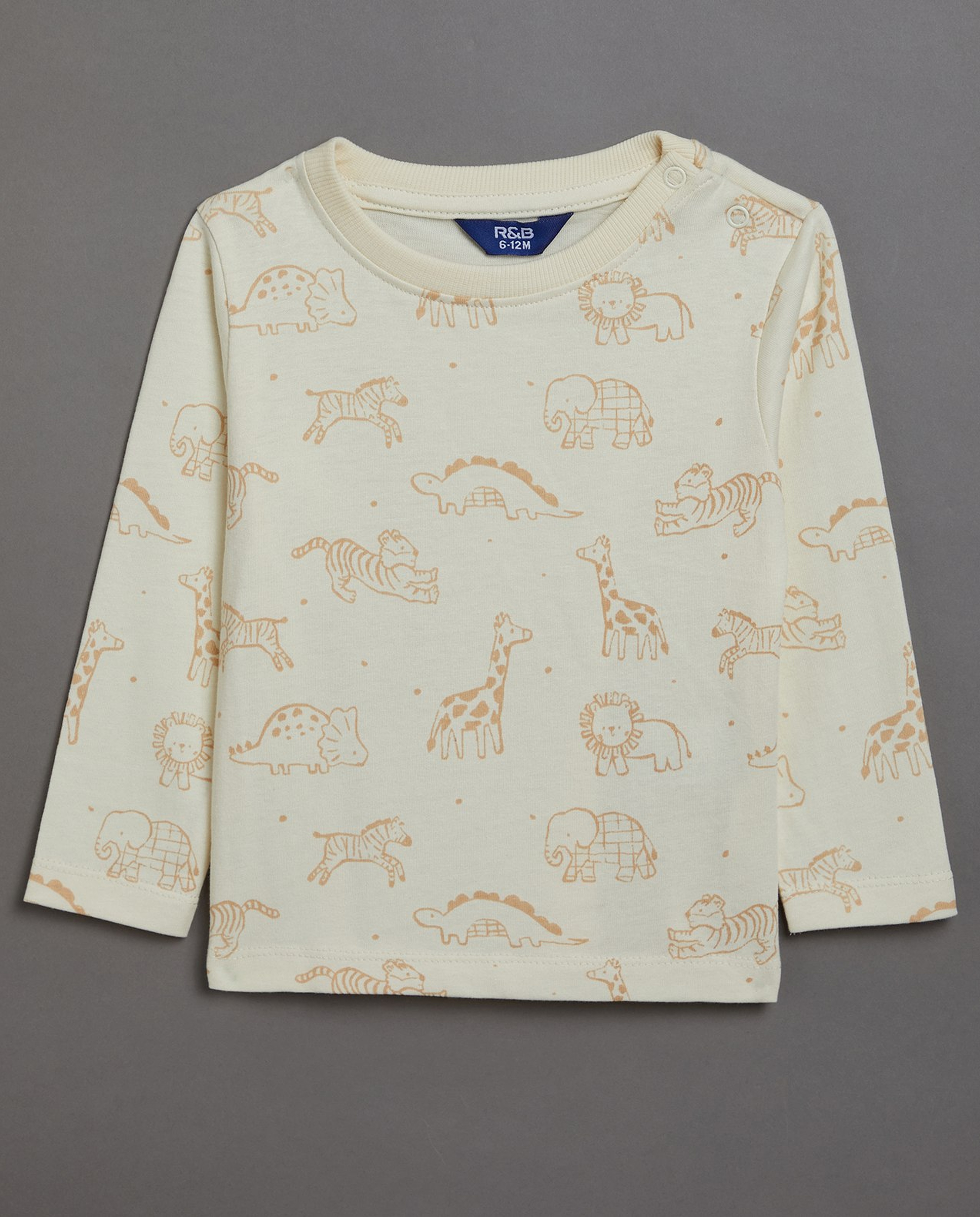 Printed Top & Solid Dungaree Set