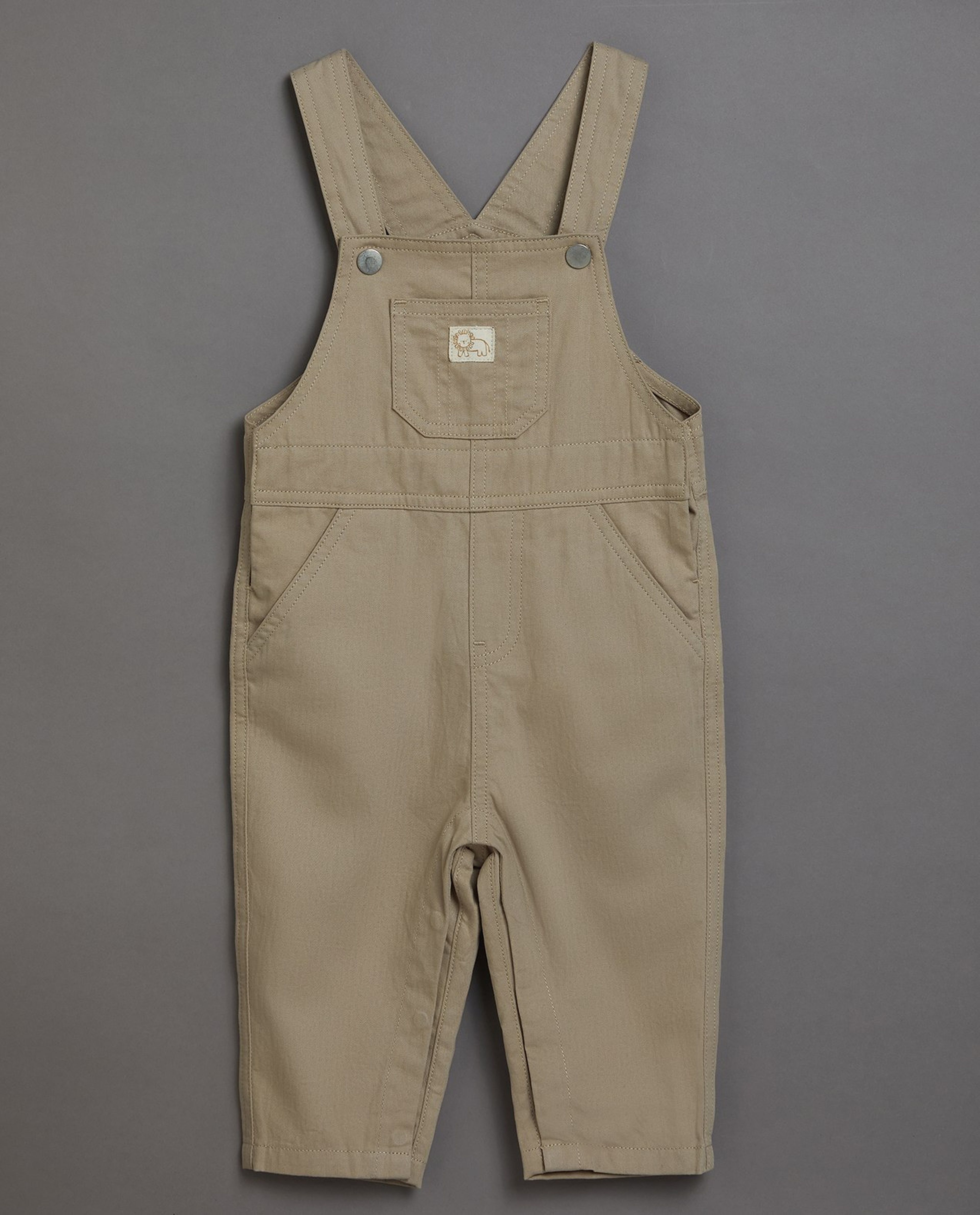 Printed Top & Solid Dungaree Set