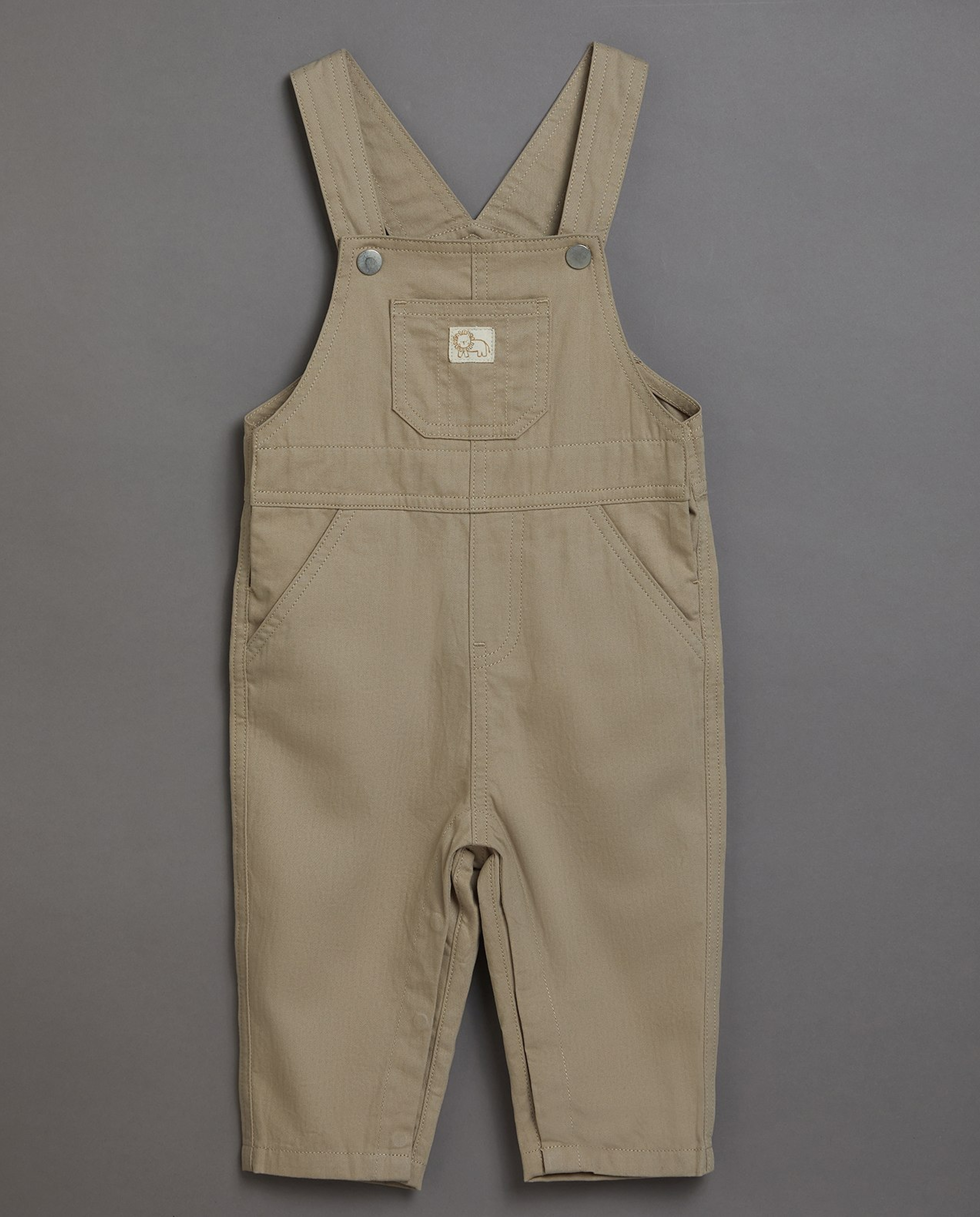 Printed Top & Solid Dungaree Set