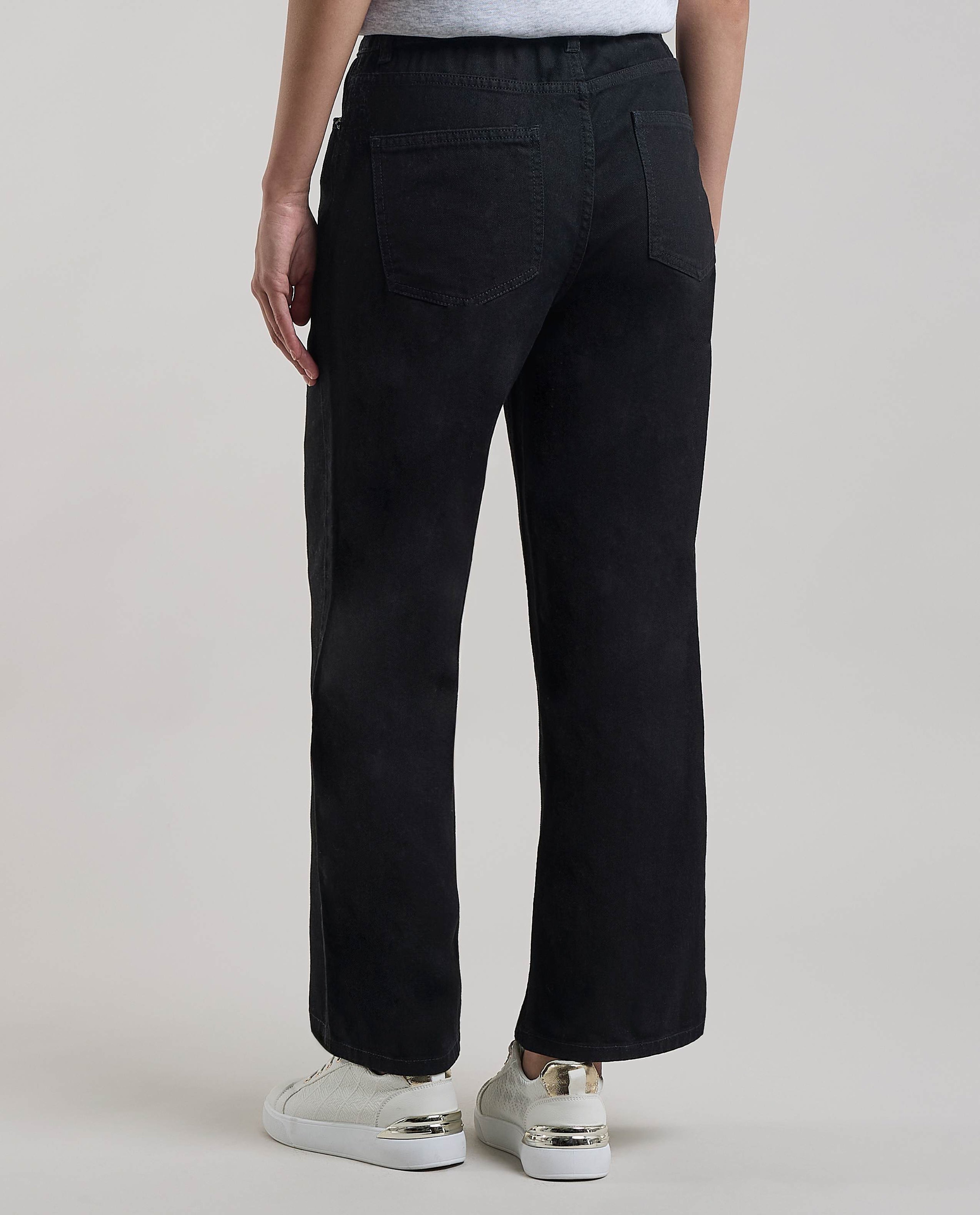 Solid Wide Jeans with Button Closure